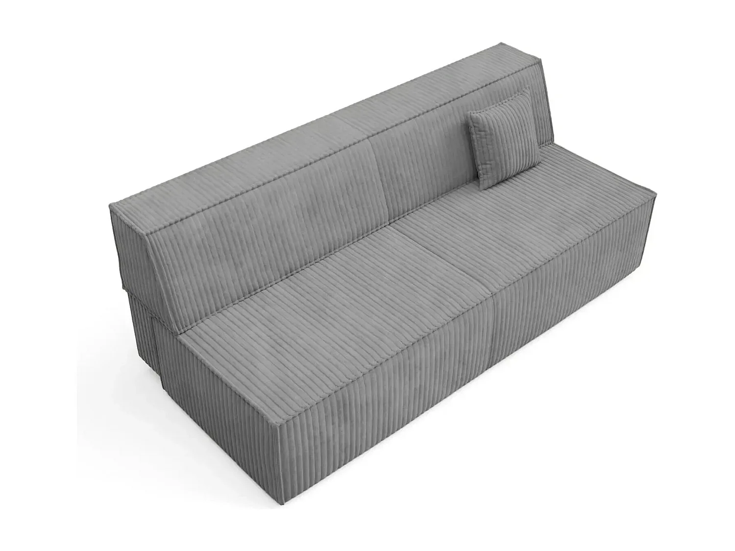 BURANO - Canapé droit convertible velours côtelé 2 places - Gris foncé