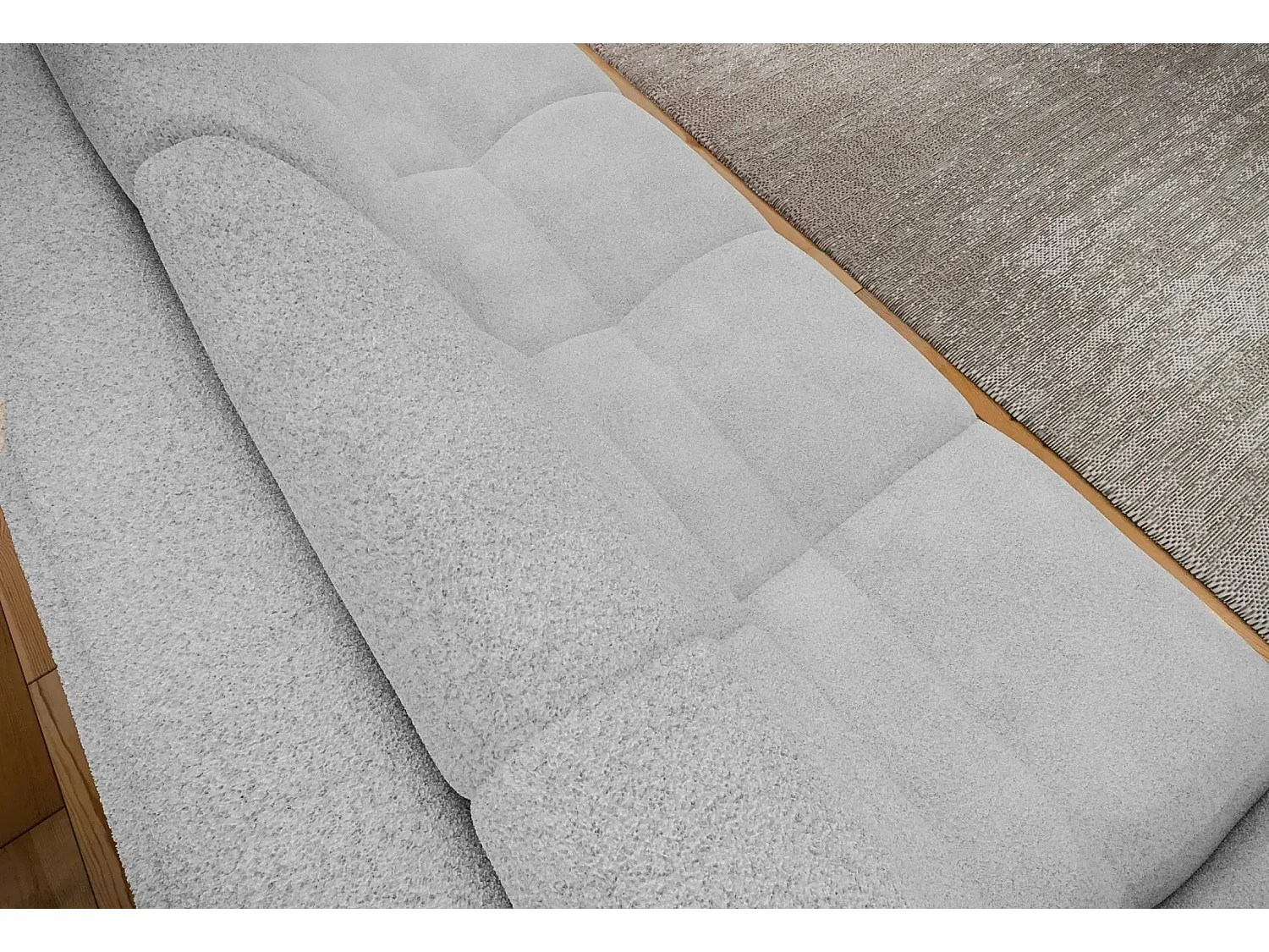 CONSTANCE - Canapé droit convertible tissu bouclette 3 places - Gris clair