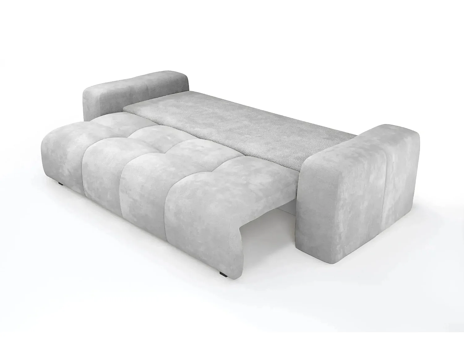 CONSTANCE - Canapé droit convertible tissu bouclette 3 places - Gris clair