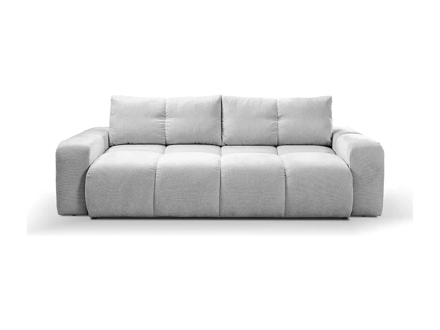 CONSTANCE - Canapé droit convertible tissu bouclette 3 places - Gris clair