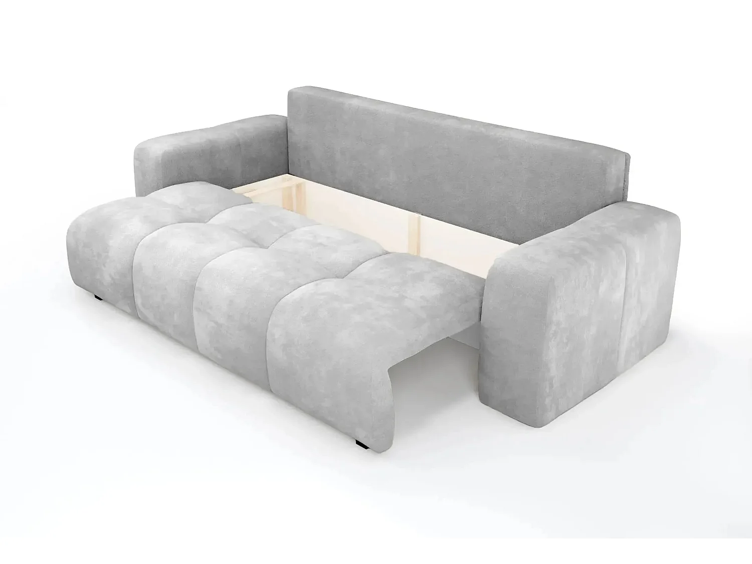 CONSTANCE - Canapé droit convertible tissu bouclette 3 places - Gris clair