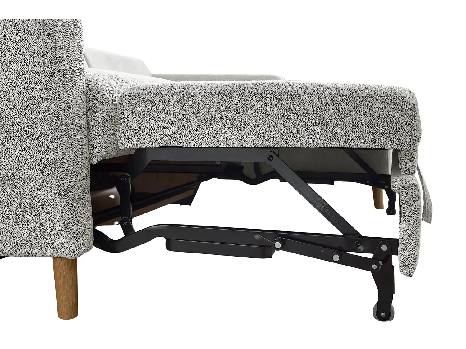 GASPARD - Canapé d'angle convertible tissu bouclette 4 places - Beige - Gauche