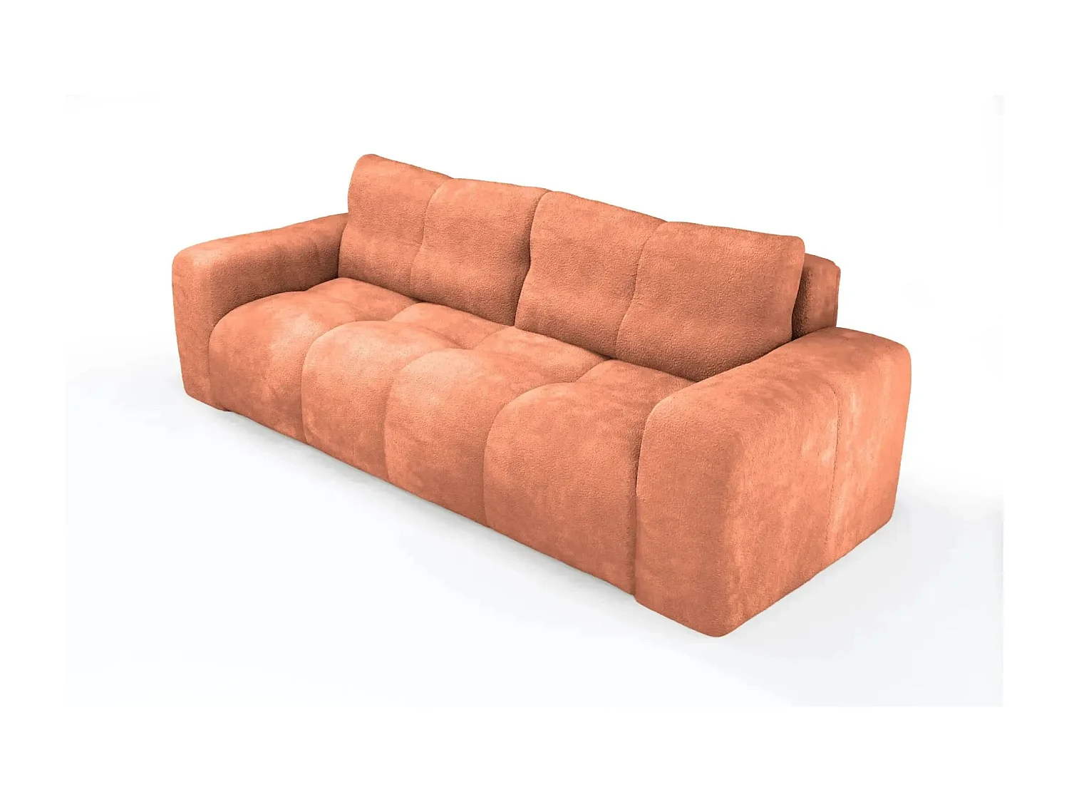 CONSTANCE - Canapé droit convertible tissu bouclette 3 places - Terracotta