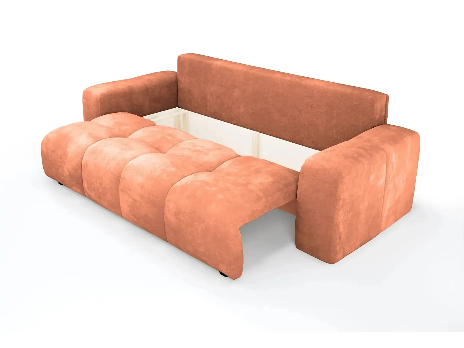 CONSTANCE - Canapé droit convertible tissu bouclette 3 places - Terracotta