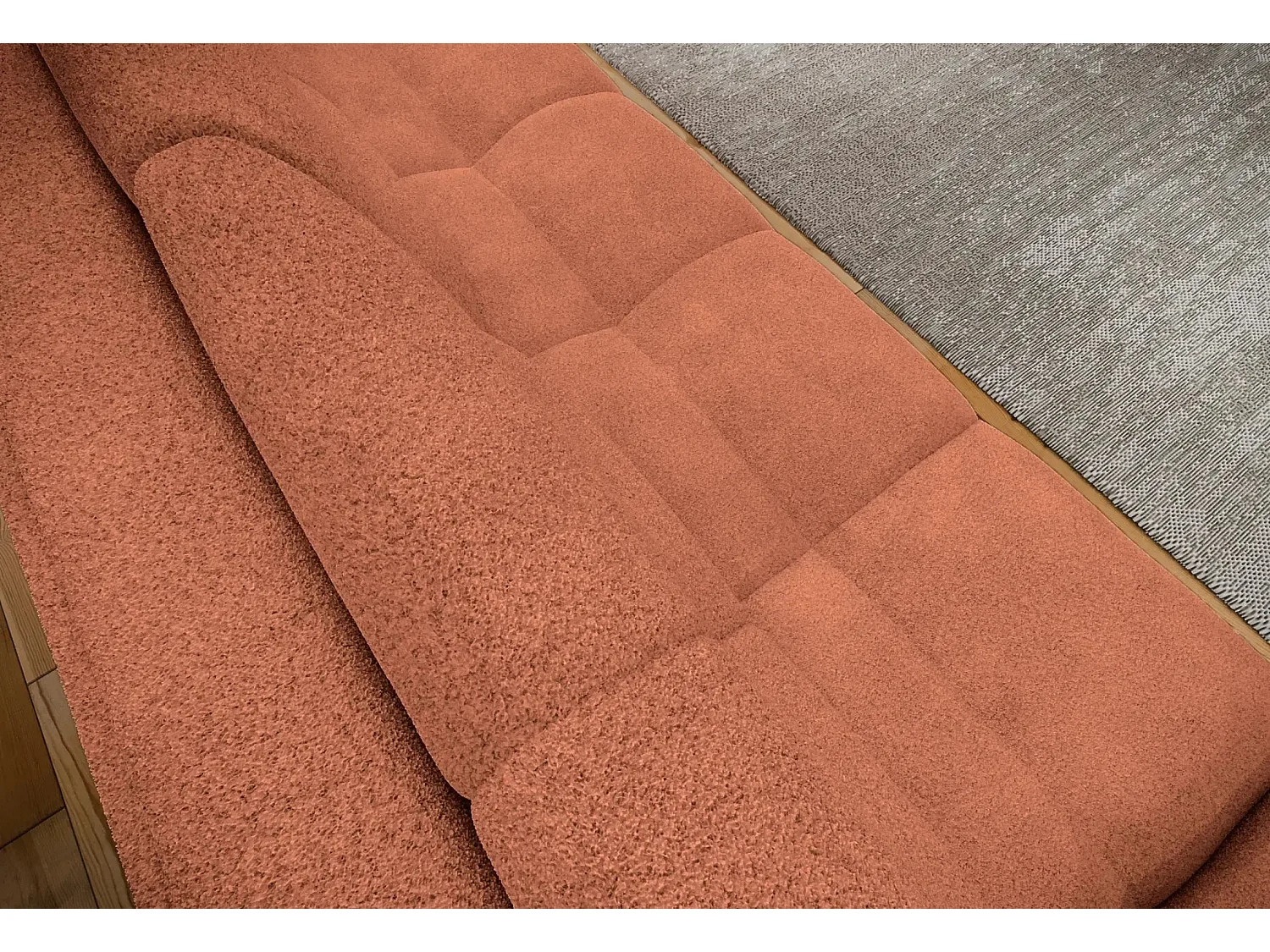 CONSTANCE - Canapé droit convertible tissu bouclette 3 places - Terracotta