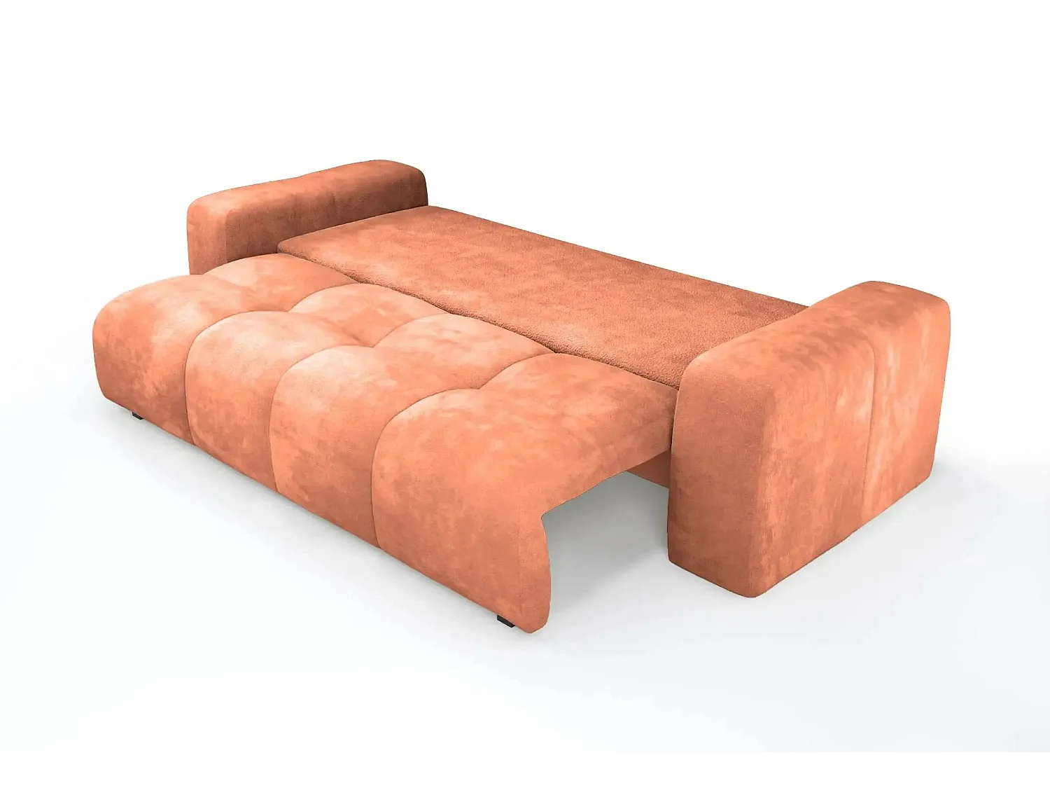 CONSTANCE - Canapé droit convertible tissu bouclette 3 places - Terracotta