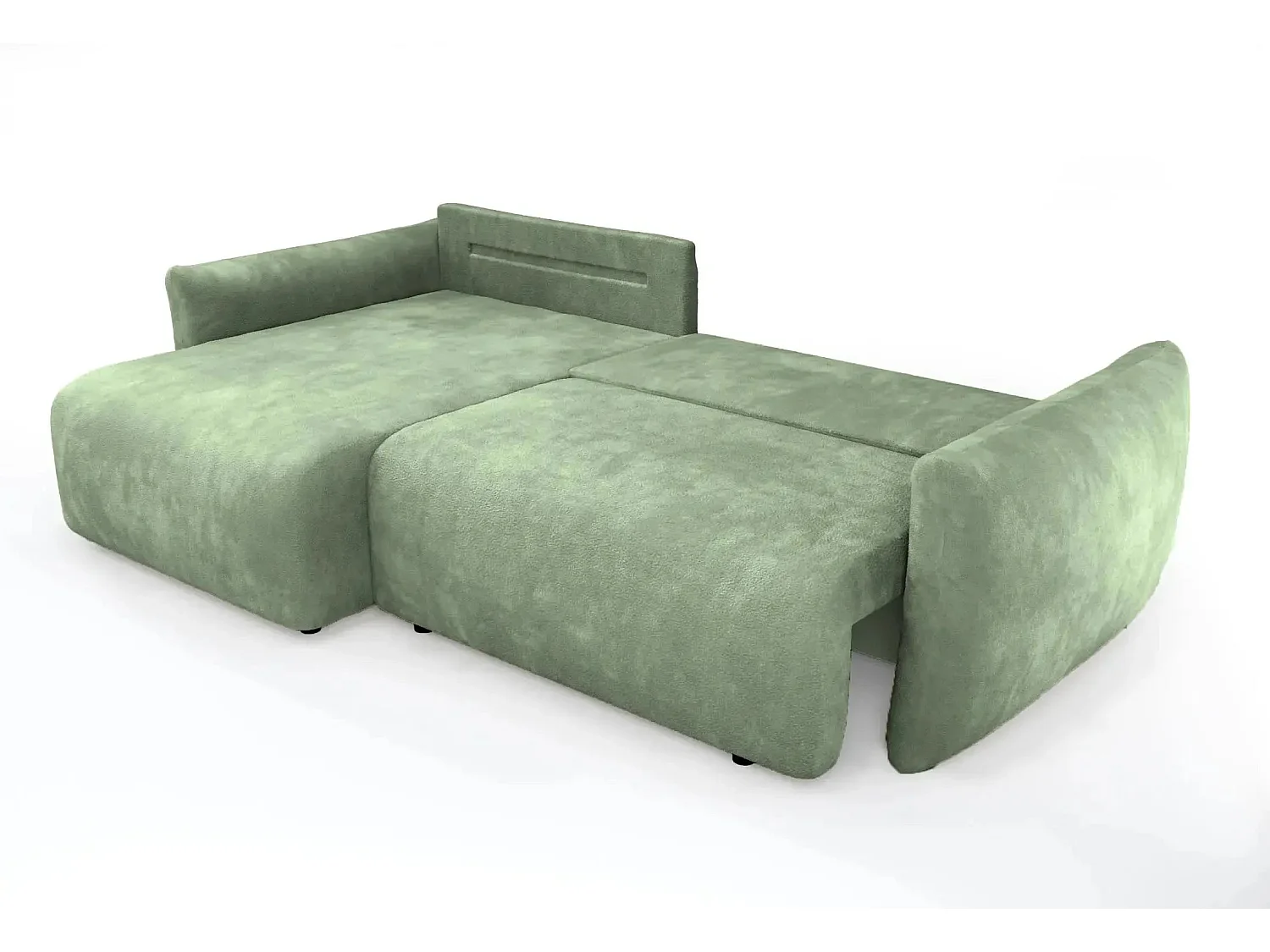 ELIO - Canapé d'angle convertible tissu bouclette 4 places - Vert