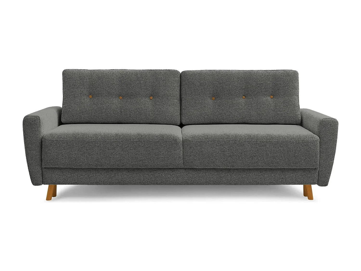 GASPARD - Canapé droit convertible tissu bouclette 3 places - Gris