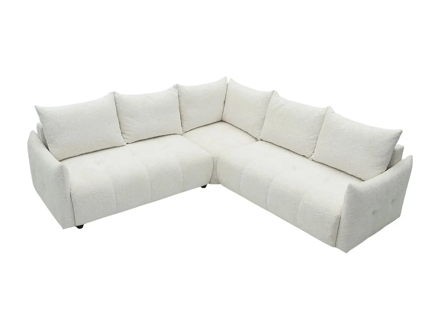 CELINE - Canapé panoramique convertible tissu chenille 5 places - Beige