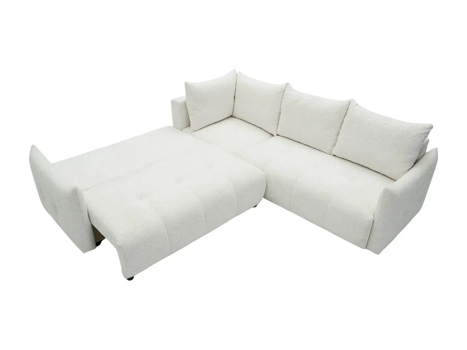 CELINE - Canapé panoramique convertible tissu chenille 5 places - Beige