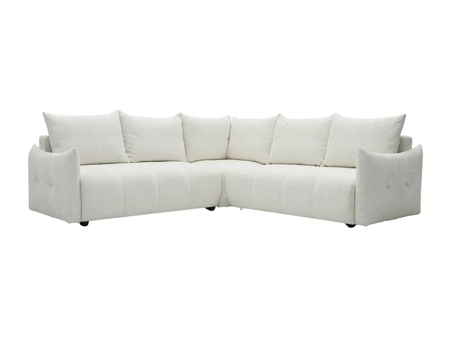 CELINE - Canapé panoramique convertible tissu chenille 5 places - Beige