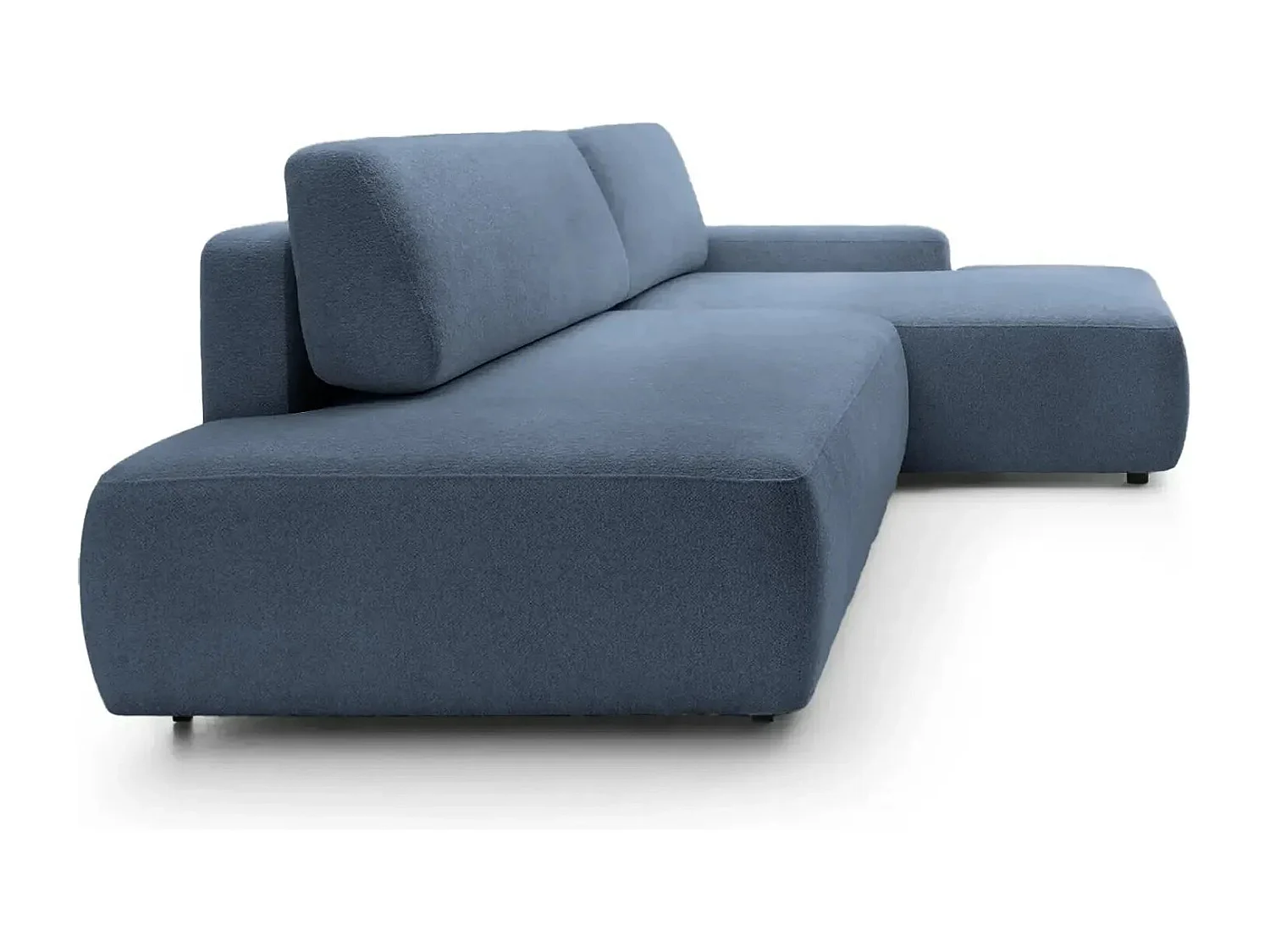 IVY O - Canapé d'angle convertible coffre tissu chiné 3 places - Bleu - Droit