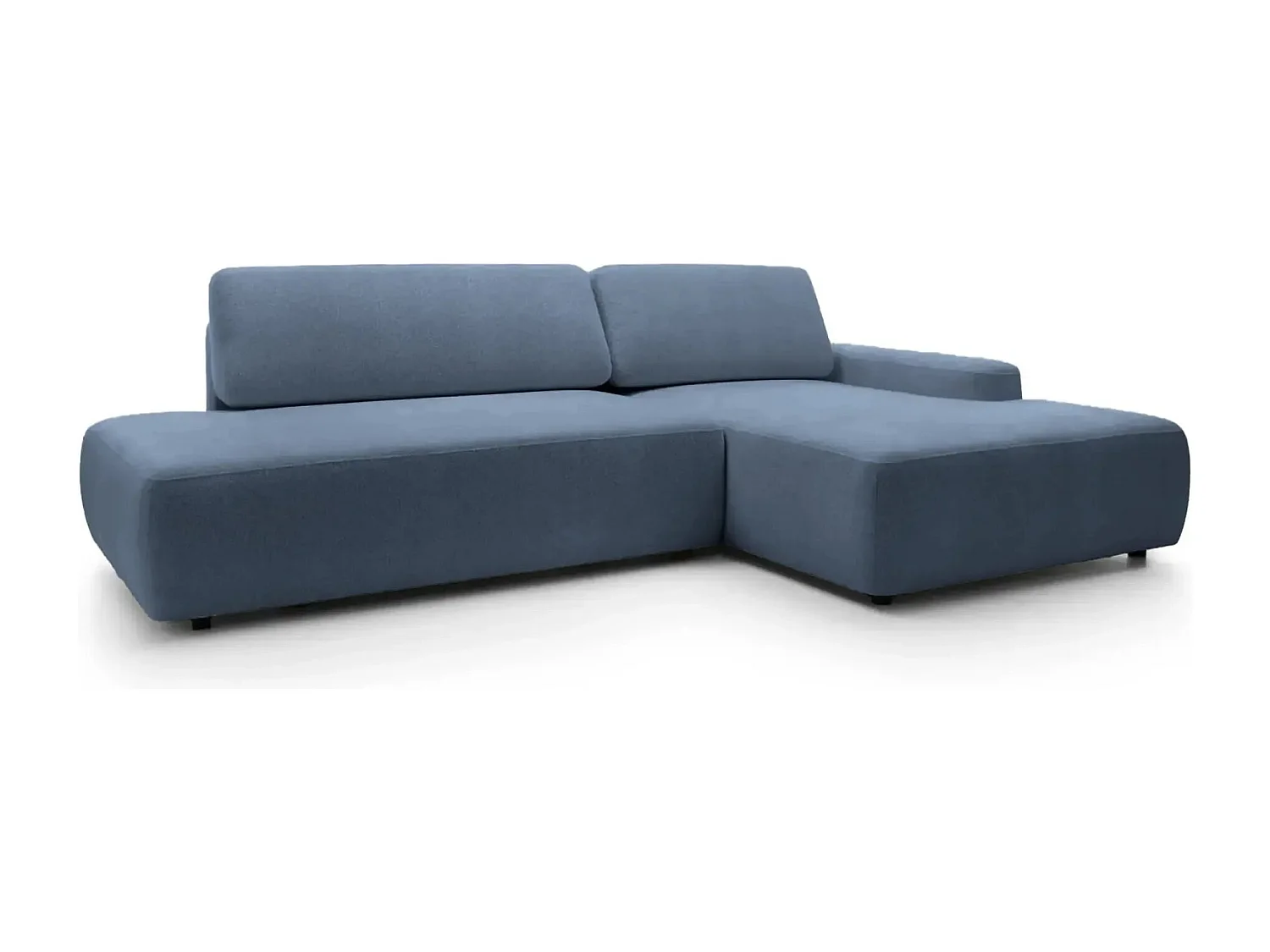 IVY O - Canapé d'angle convertible coffre tissu chiné 3 places - Bleu - Droit