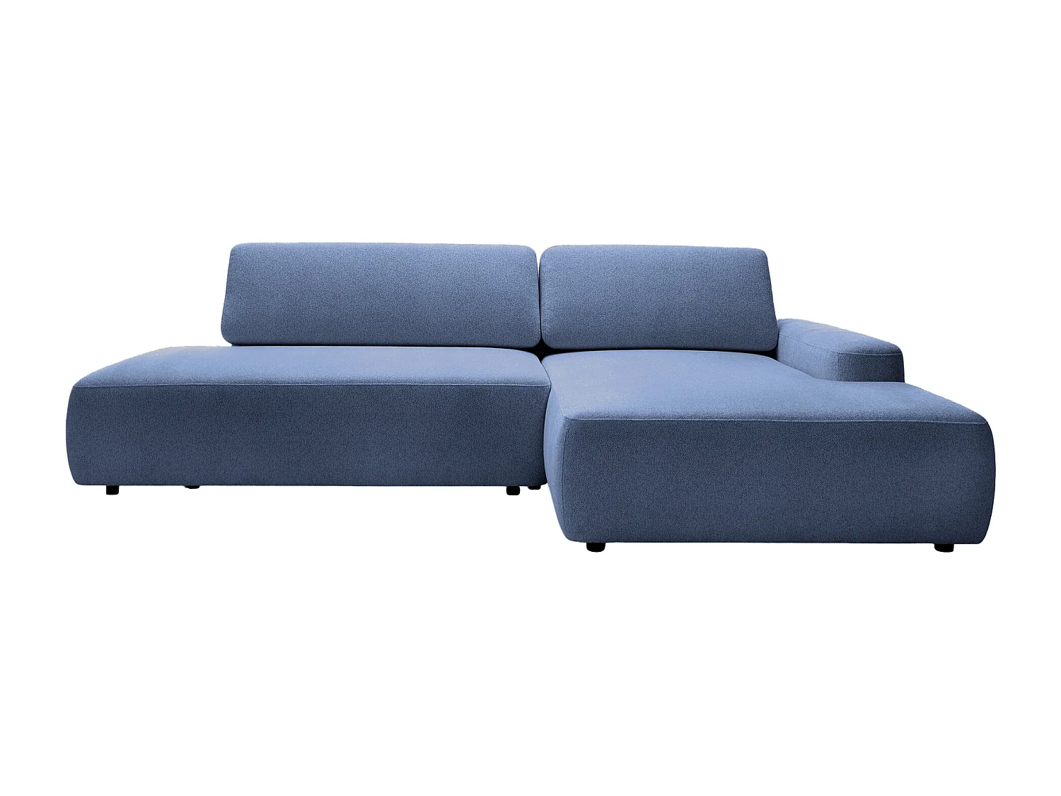 IVY O - Canapé d'angle convertible coffre tissu chiné 3 places - Bleu - Droit