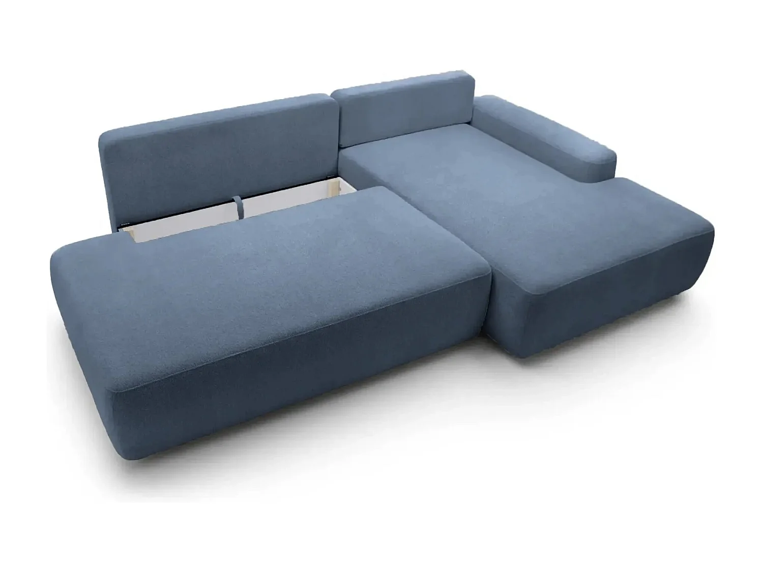 IVY O - Canapé d'angle convertible coffre tissu chiné 3 places - Bleu - Droit