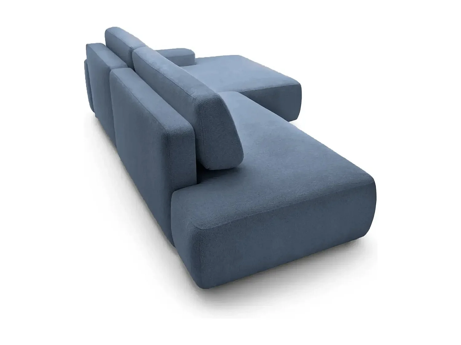 IVY O - Canapé d'angle convertible coffre tissu chiné 3 places - Bleu - Droit