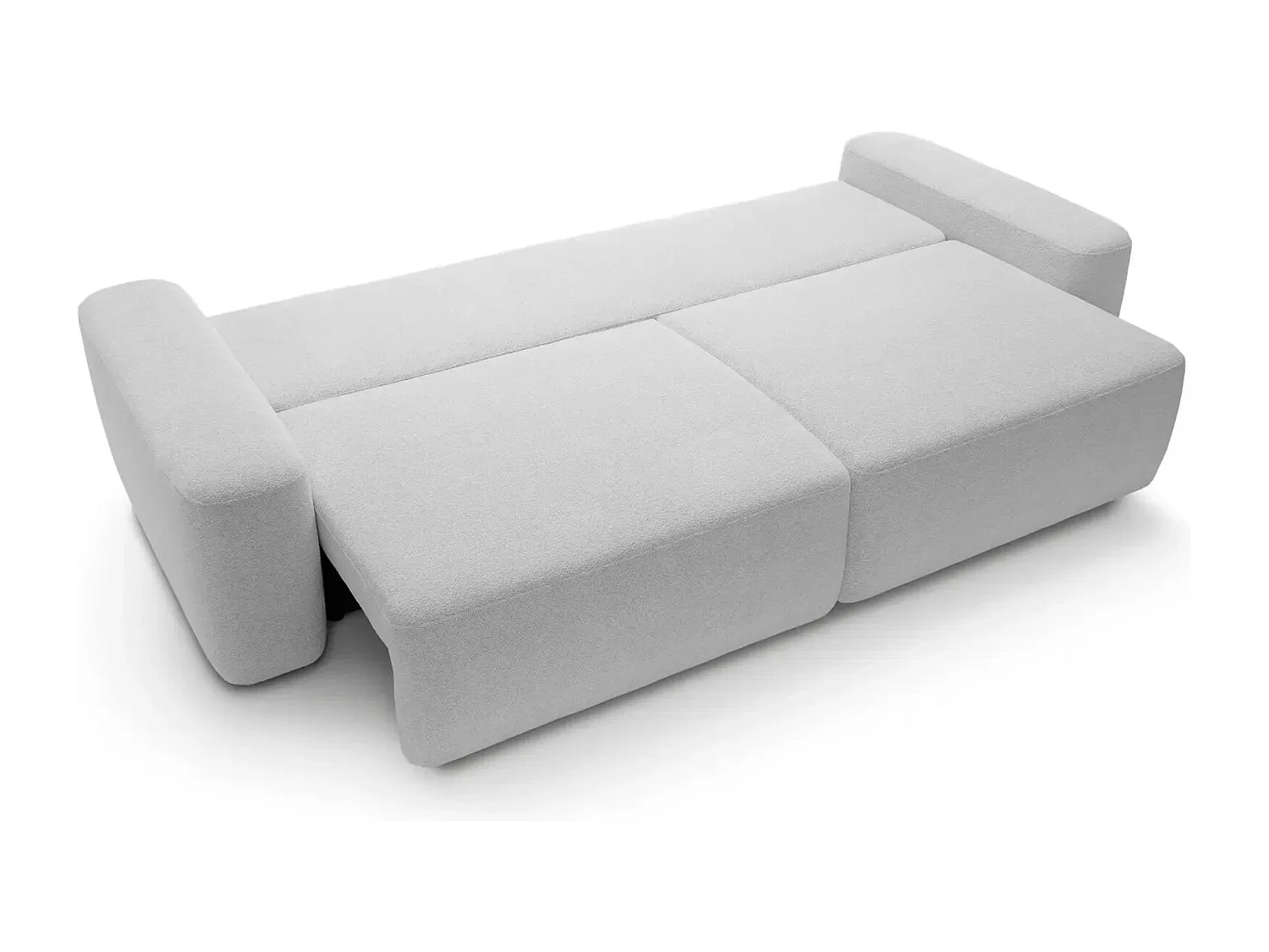 IVY - Canapé droit convertible coffre tissu chiné 3 places - Gris clair