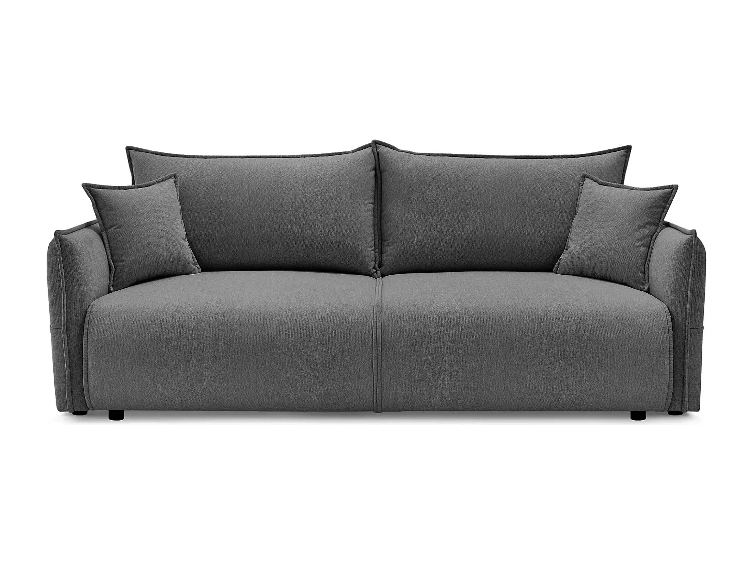 CAROLINA - Canapé droit convertible tissu chiné 3 places - Gris foncé