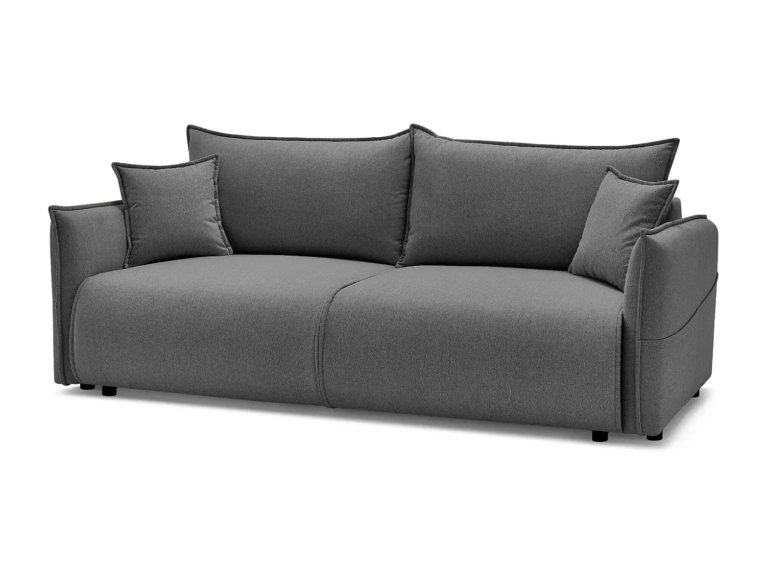 CAROLINA - Canapé droit convertible tissu chiné 3 places - Gris foncé