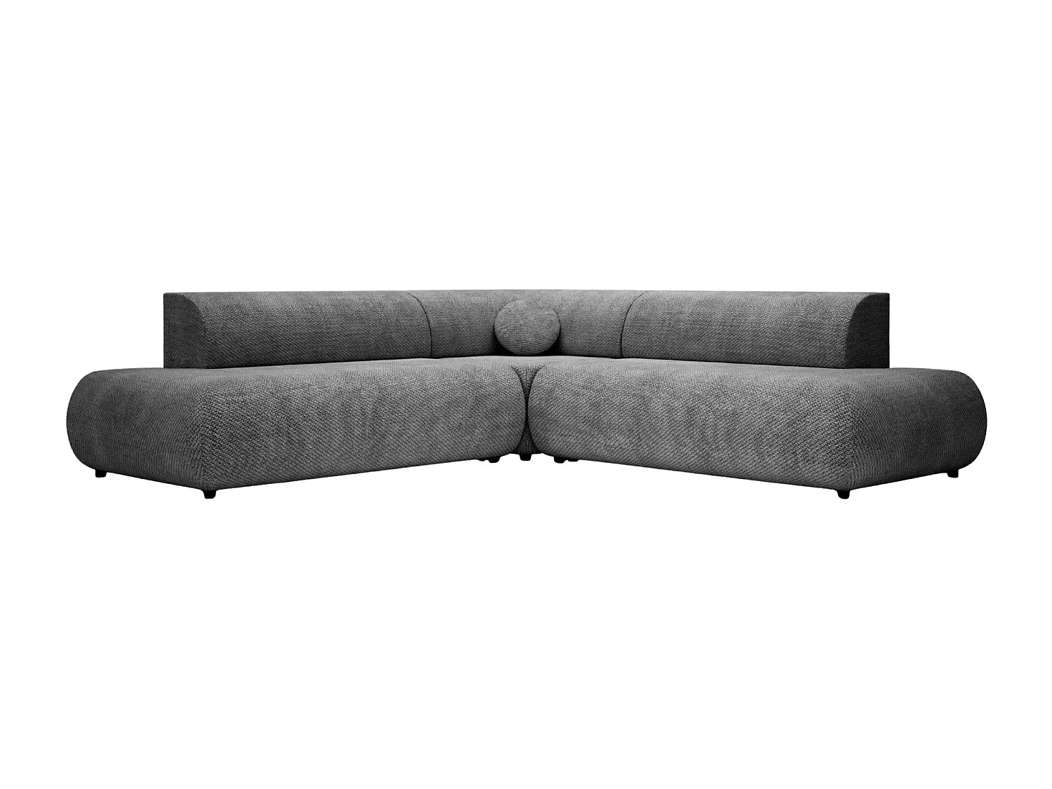 LEVI - Canapé panoramique convertible tissu lisse 5 places - Gris foncé - Gauche