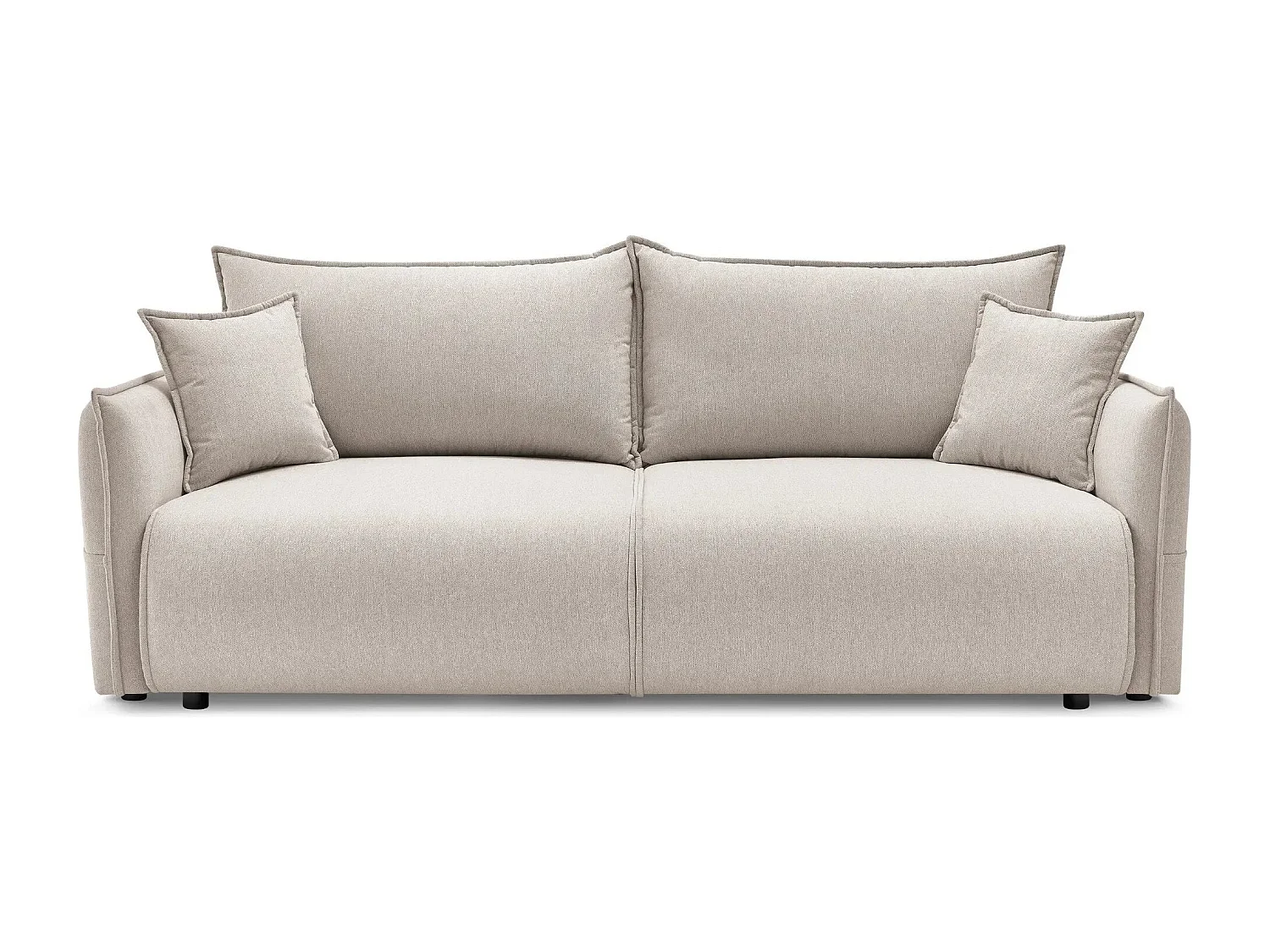 CAROLINA - Canapé droit convertible tissu chiné 3 places - Beige