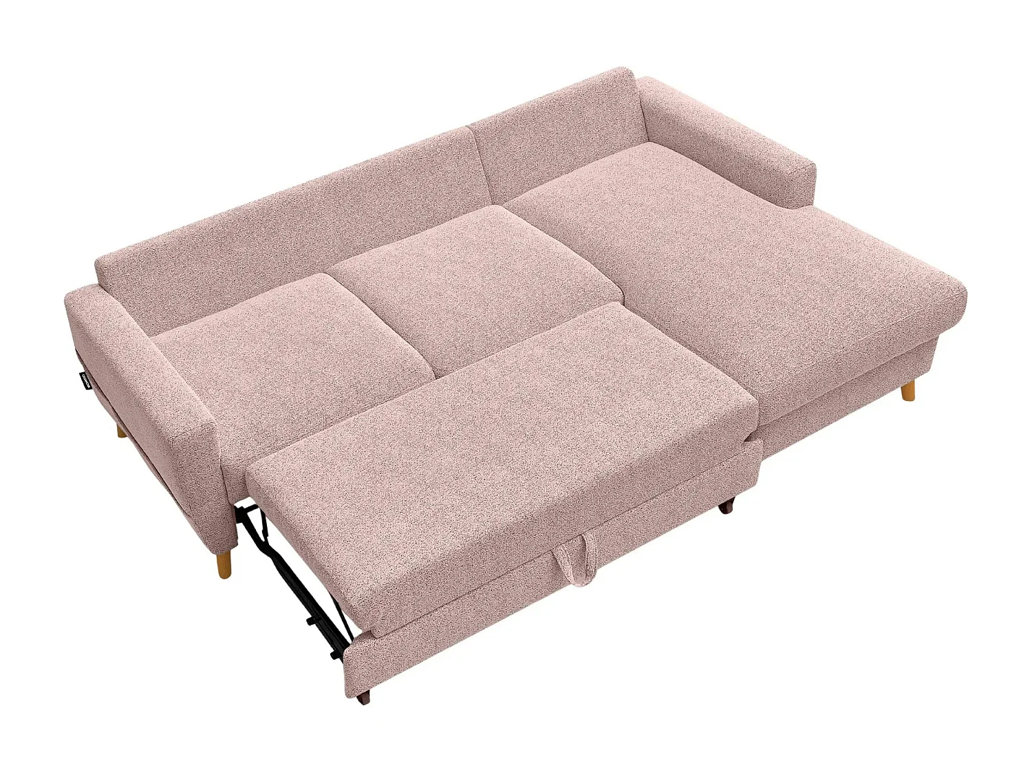 GASPARD - Canapé d'angle convertible tissu bouclette 4 places - Rose - Droit