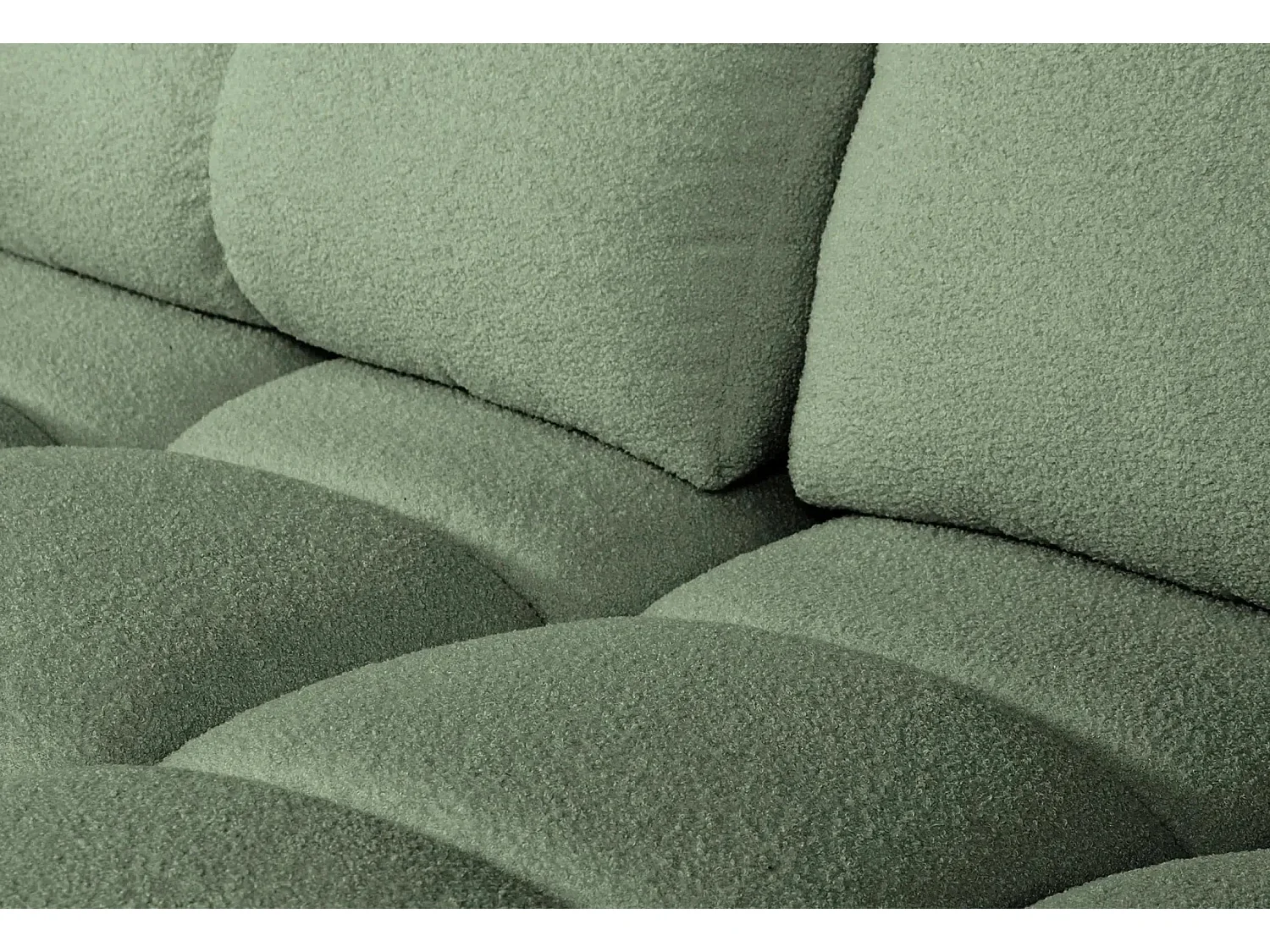 CONSTANCE - Canapé d'angle convertible tissu bouclette 4 places - Vert - Droit