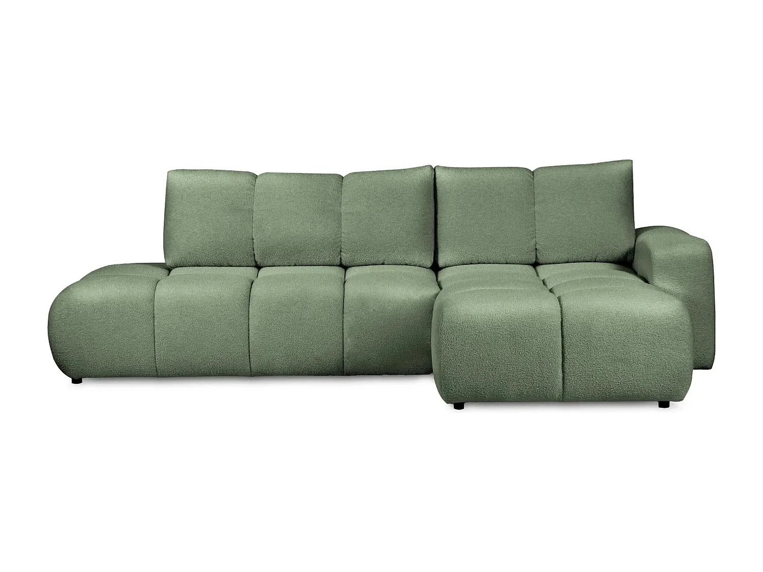 CONSTANCE - Canapé d'angle convertible tissu bouclette 4 places - Vert - Gauche