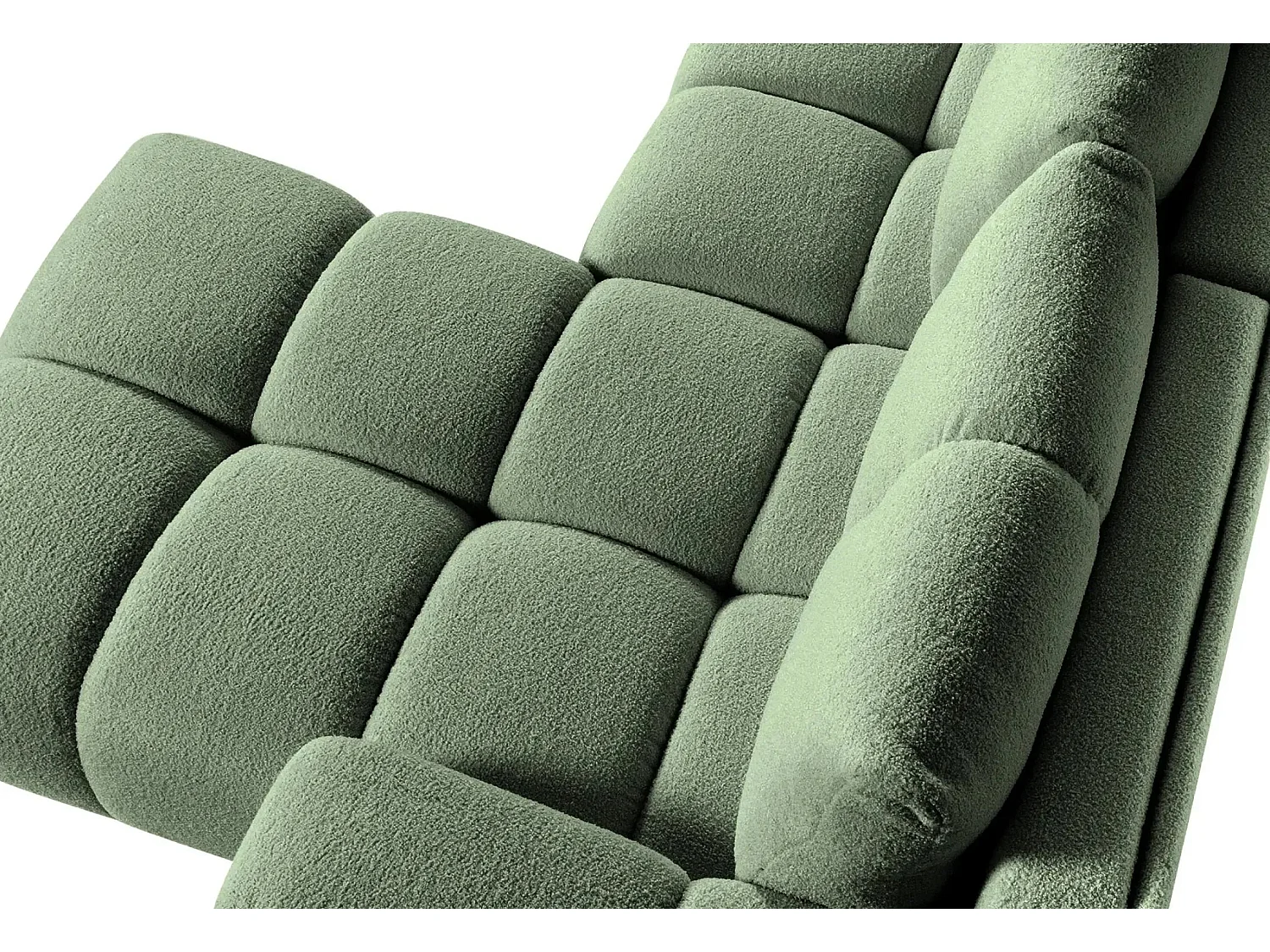 CONSTANCE - Canapé d'angle convertible tissu bouclette 4 places - Vert - Gauche