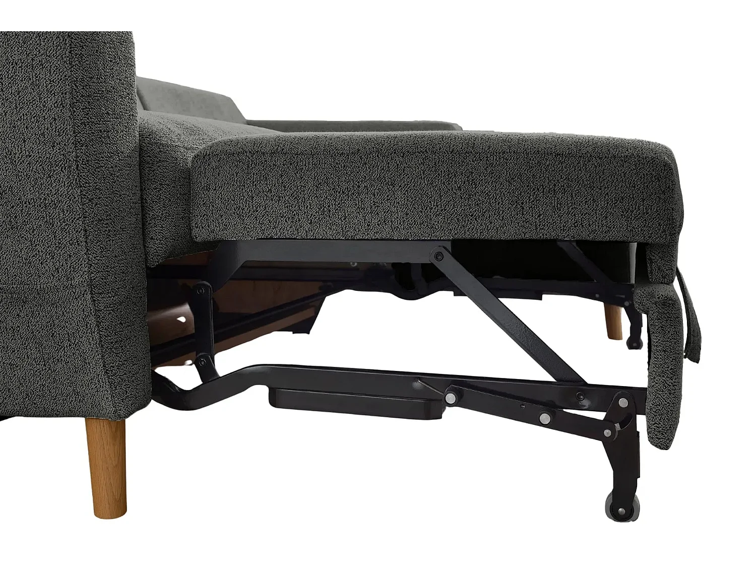 GASPARD - Canapé d'angle convertible tissu bouclette 4 places - Gris - Droit