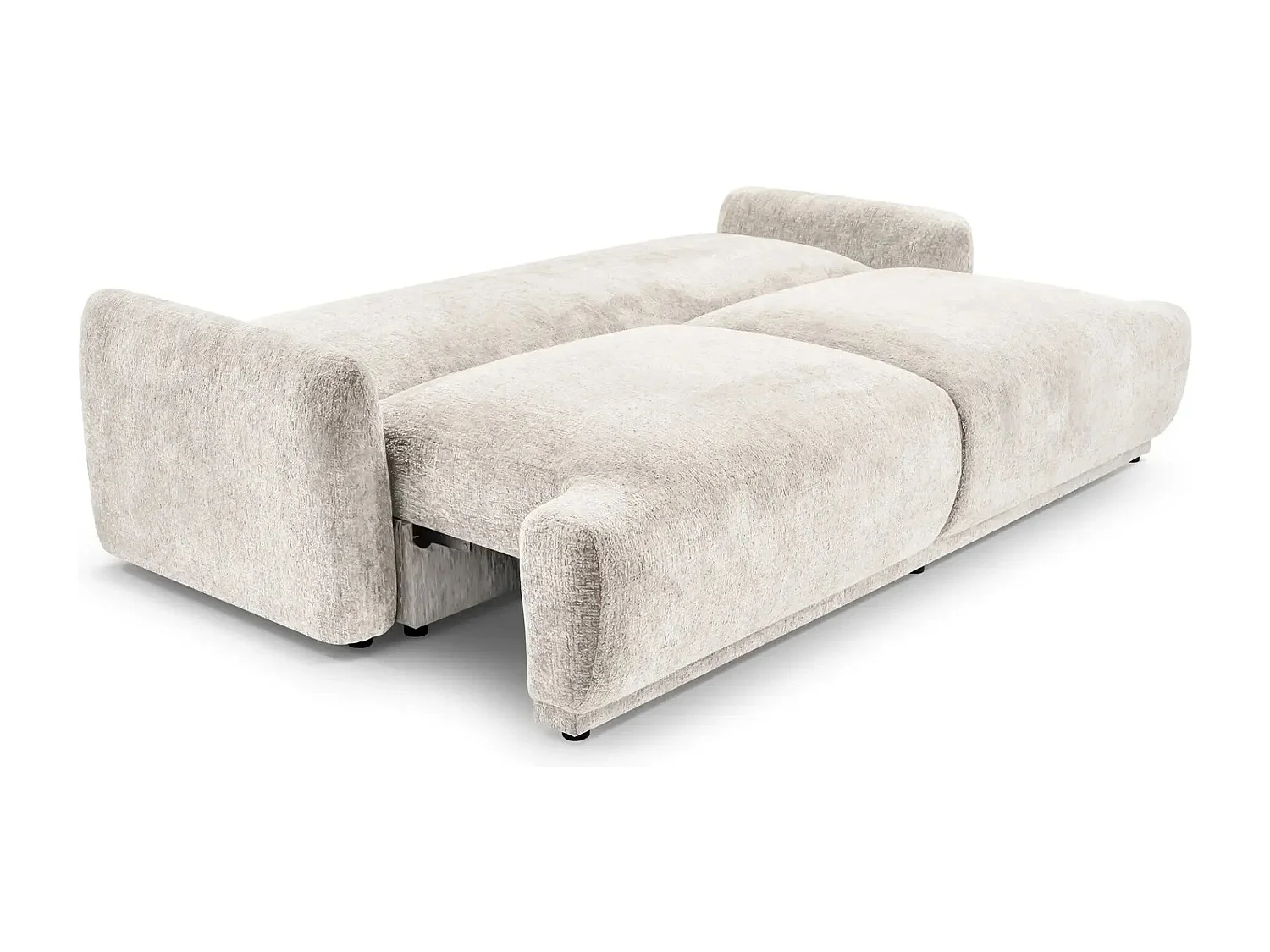 CLAUDIA - Canapé droit convertible tissu chenille 3 places - Beige