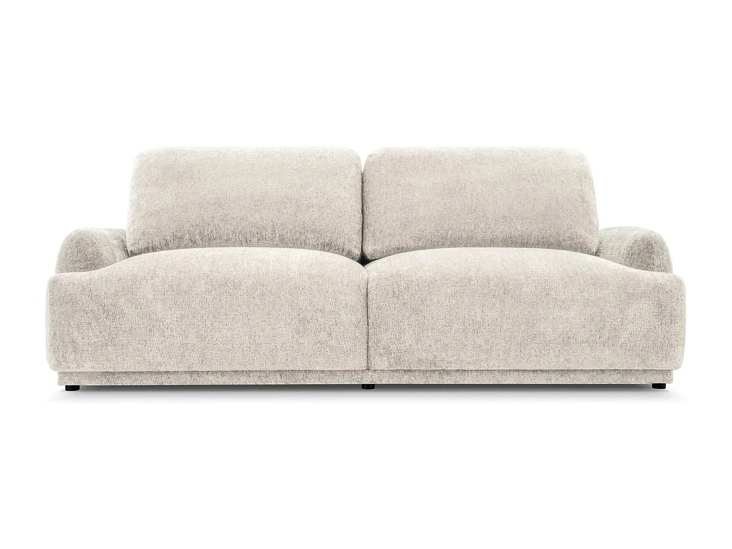 CLAUDIA - Canapé droit convertible tissu chenille 3 places - Beige