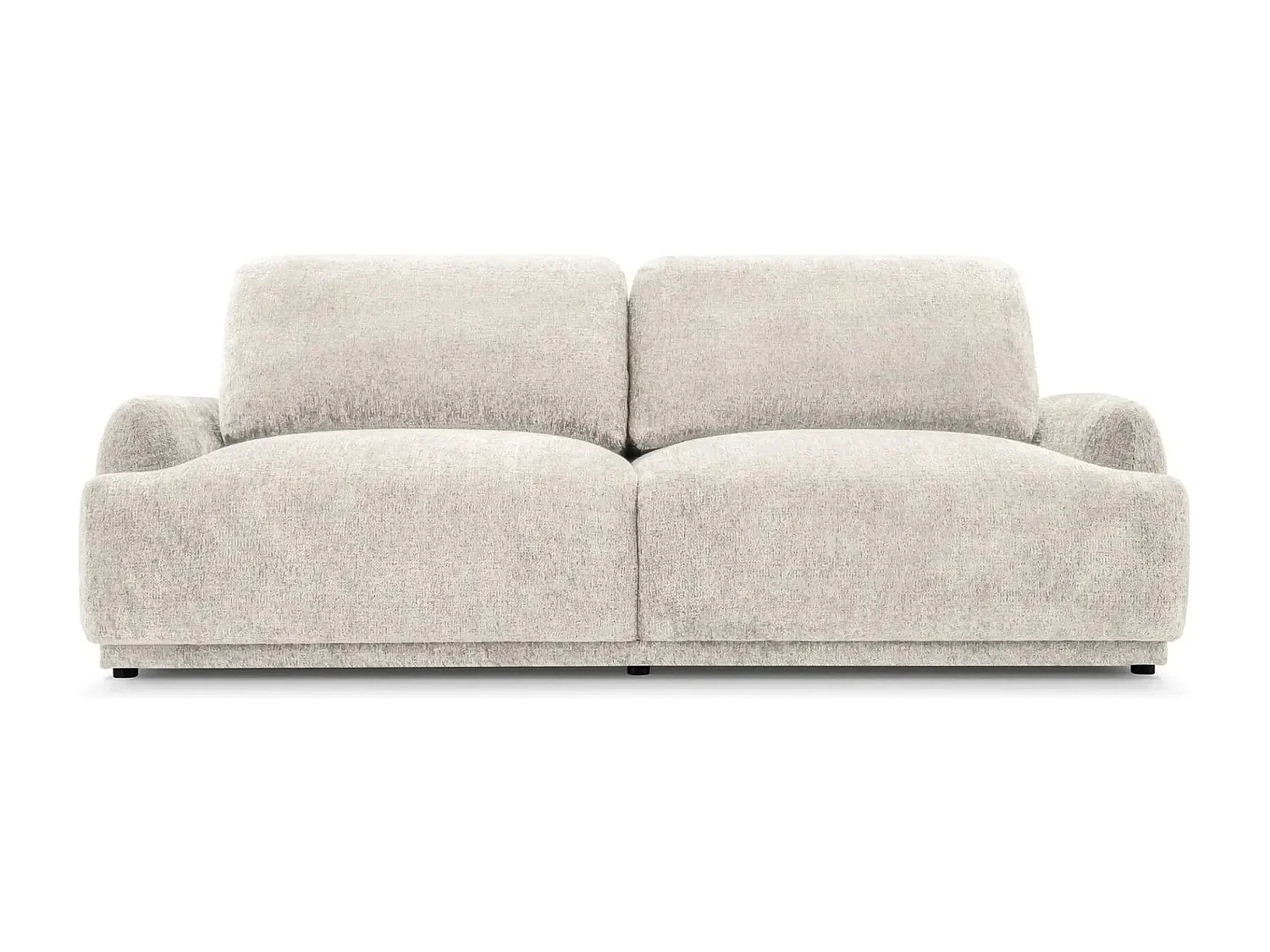 CLAUDIA - Canapé droit convertible tissu chenille 3 places - Beige