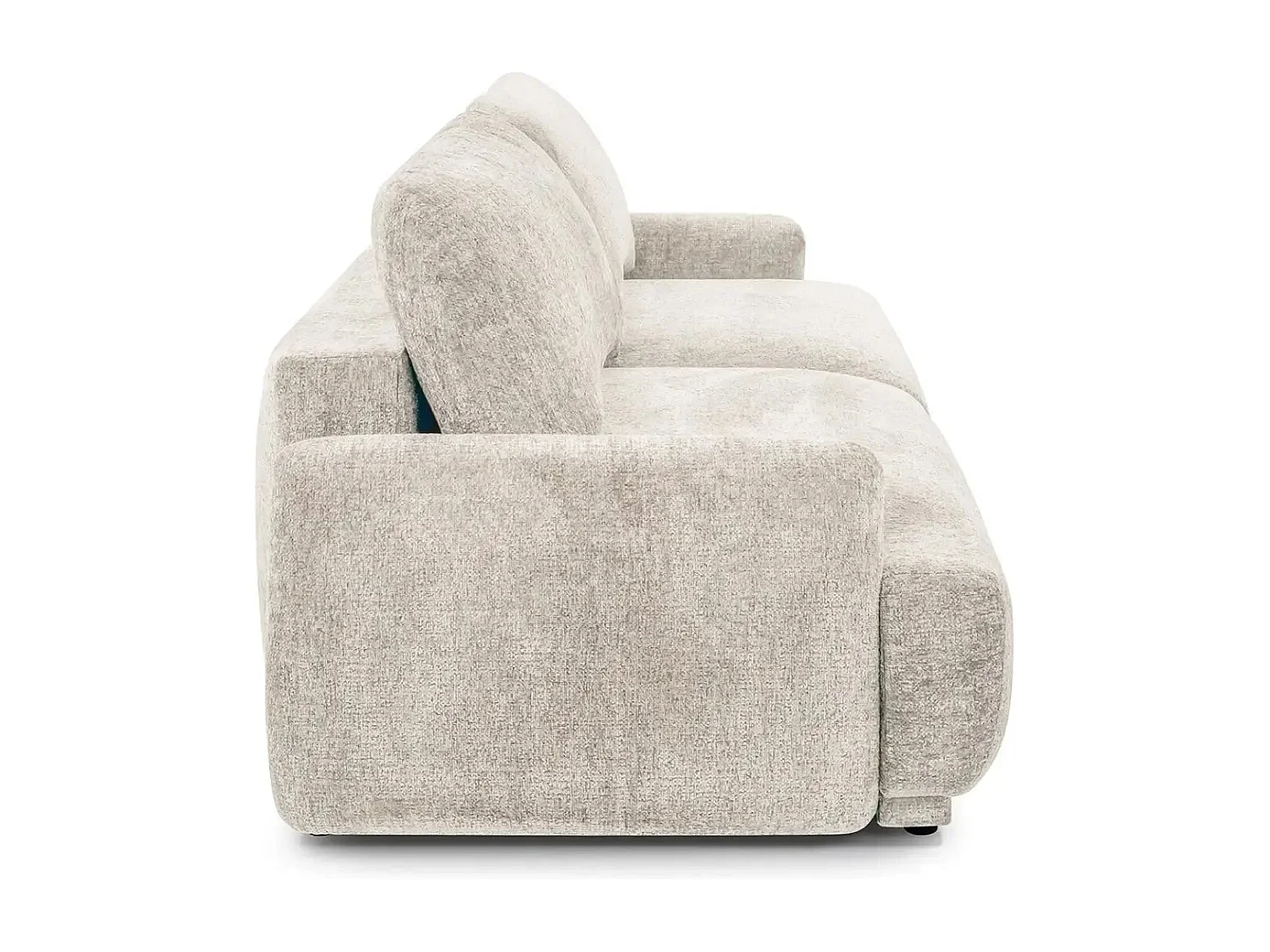 CLAUDIA - Canapé droit convertible tissu chenille 3 places - Beige