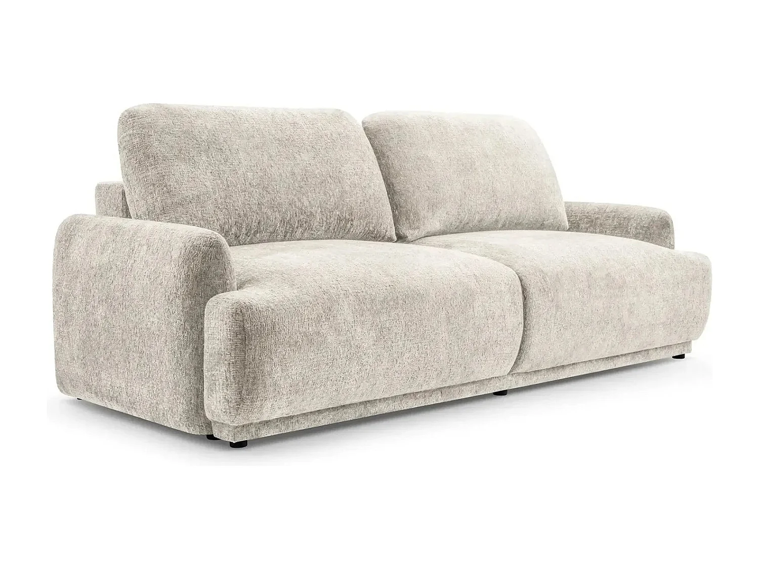 CLAUDIA - Canapé droit convertible tissu chenille 3 places - Beige