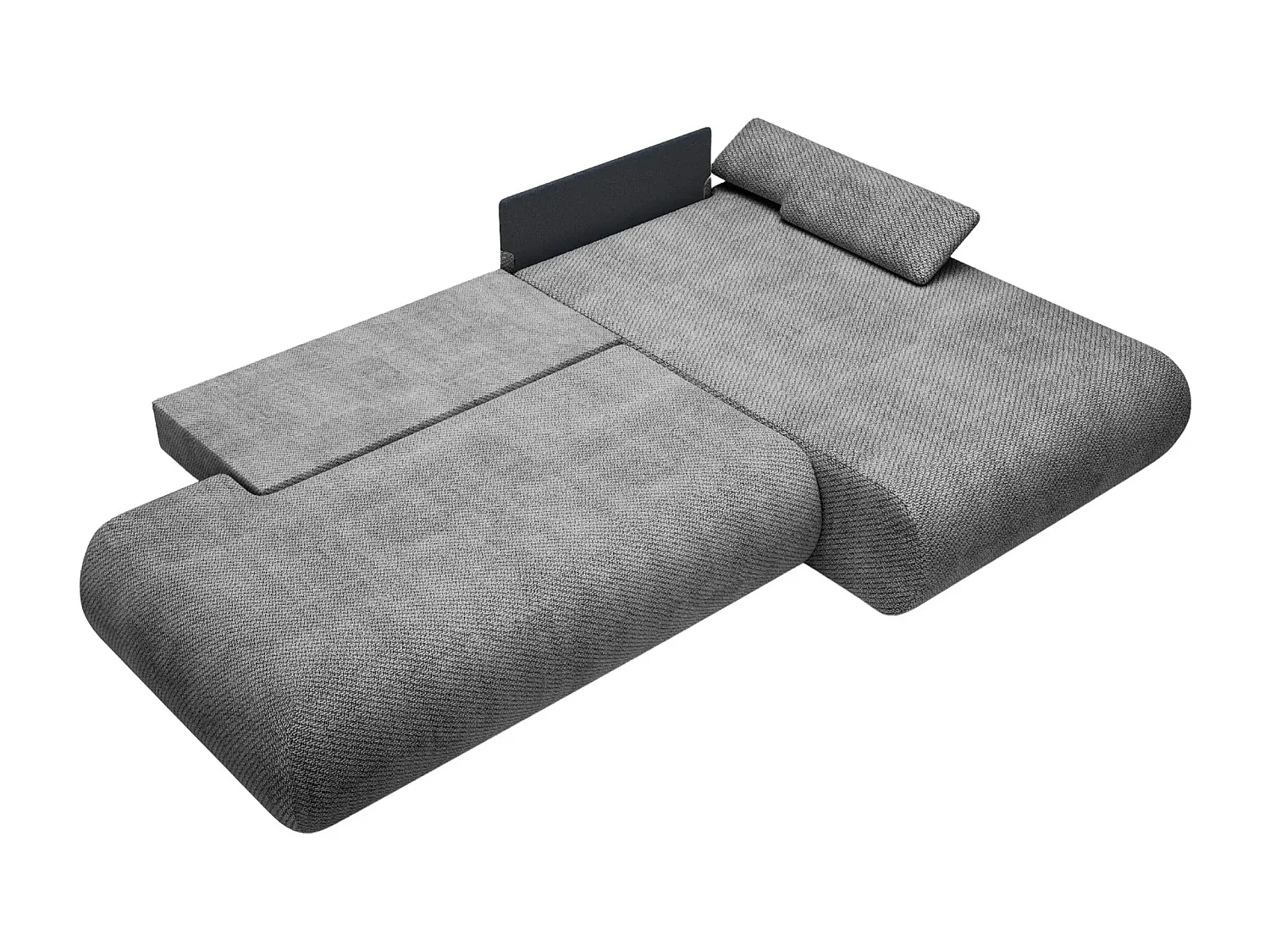 LEVI - Canapé d'angle convertible tissu lisse 3 places - Gris foncé - Gauche