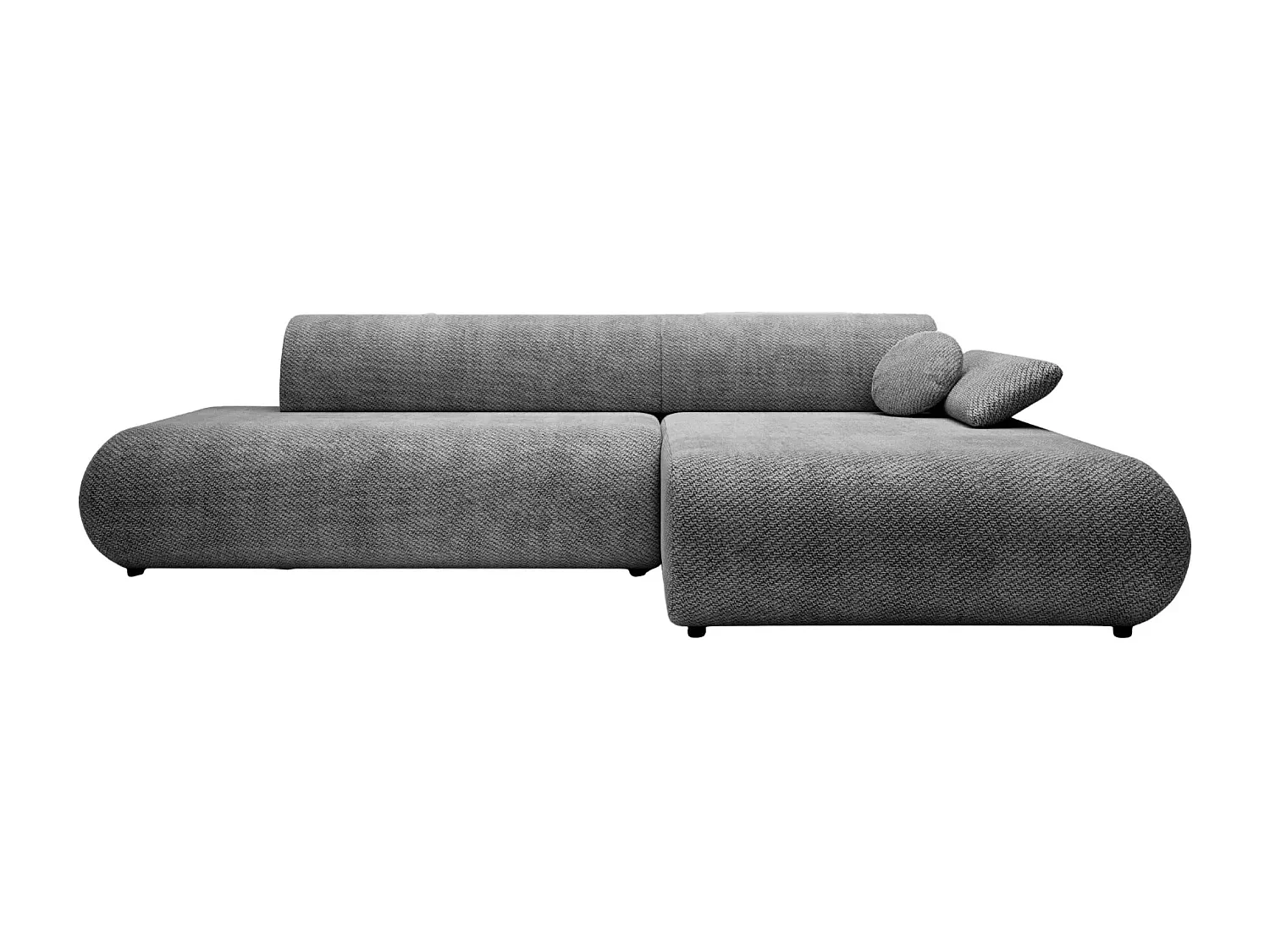 LEVI - Canapé d'angle convertible tissu lisse 3 places - Gris foncé - Gauche