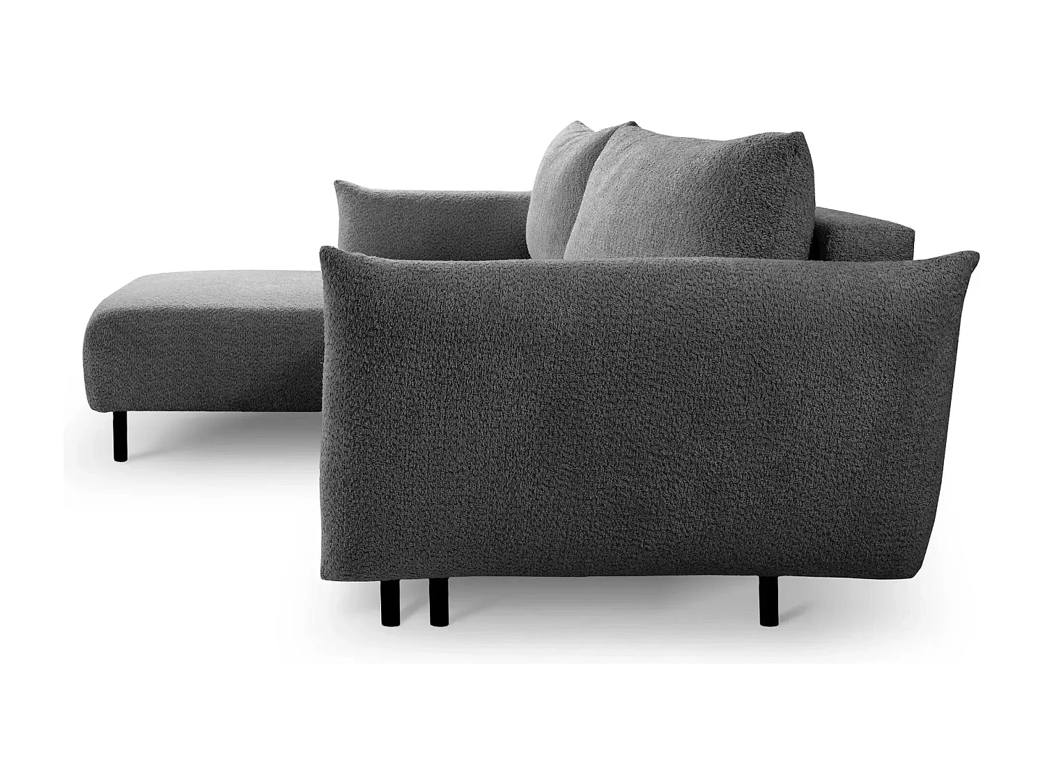 ALIX - Canapé d'angle convertible tissu bouclette 4 places - Gris foncé