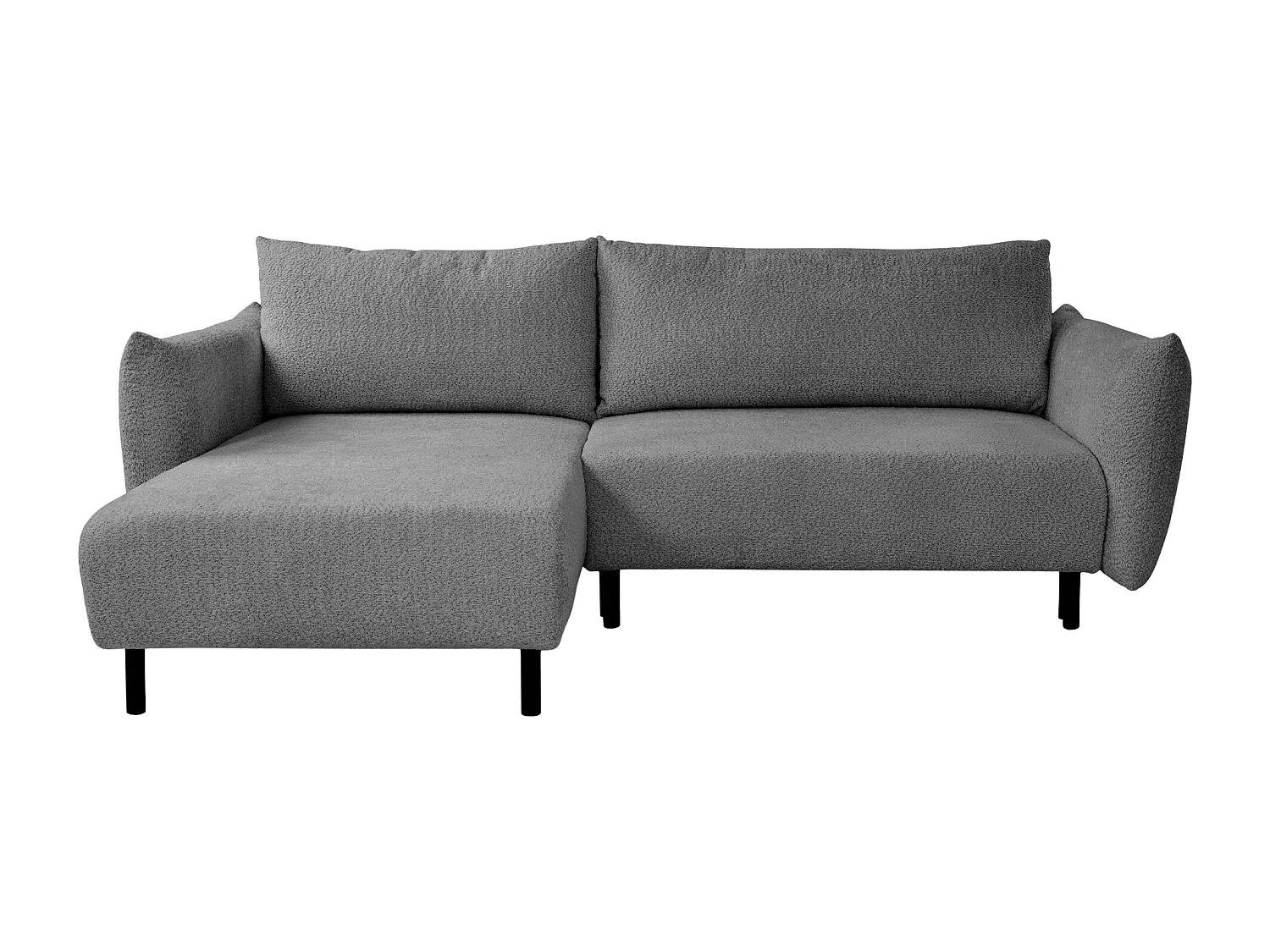 ALIX - Canapé d'angle convertible tissu bouclette 4 places - Gris foncé