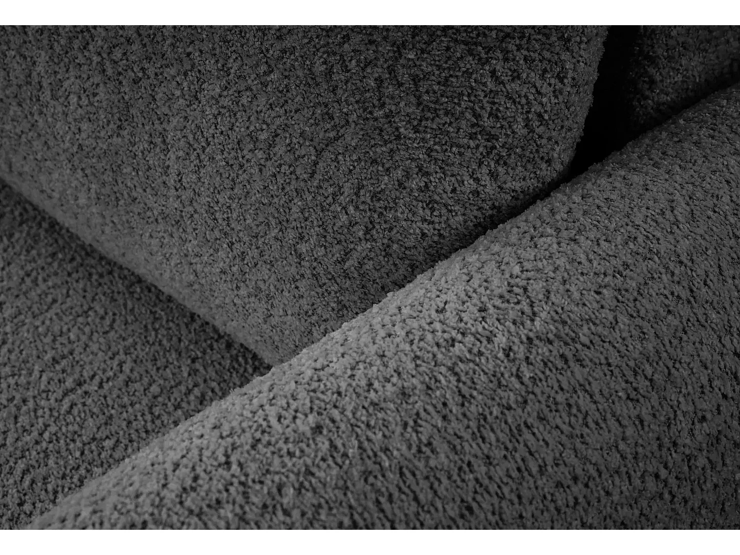 ALIX - Canapé d'angle convertible tissu bouclette 4 places - Gris foncé