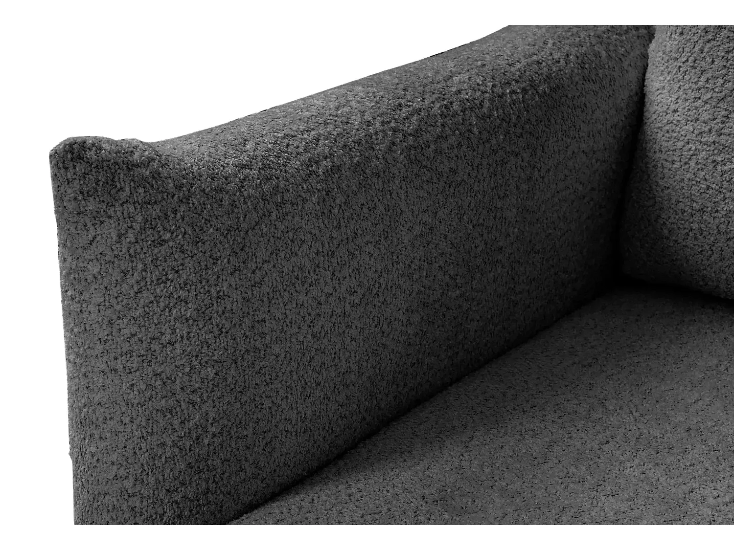 ALIX - Canapé d'angle convertible tissu bouclette 4 places - Gris foncé