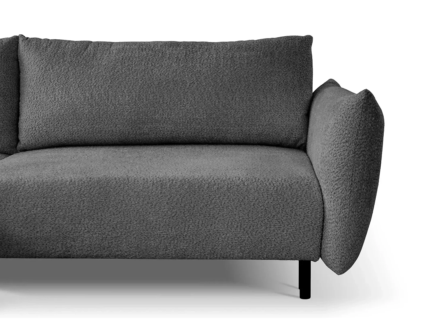 ALIX - Canapé d'angle convertible tissu bouclette 4 places - Gris foncé