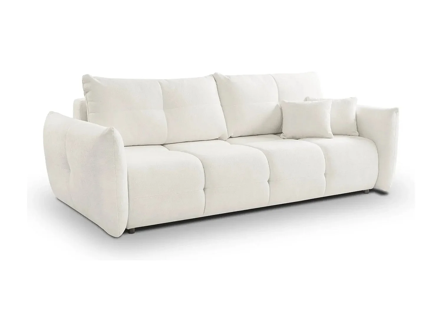 JUNE - Canapé droit convertible tissu bouclette 2 places - Beige