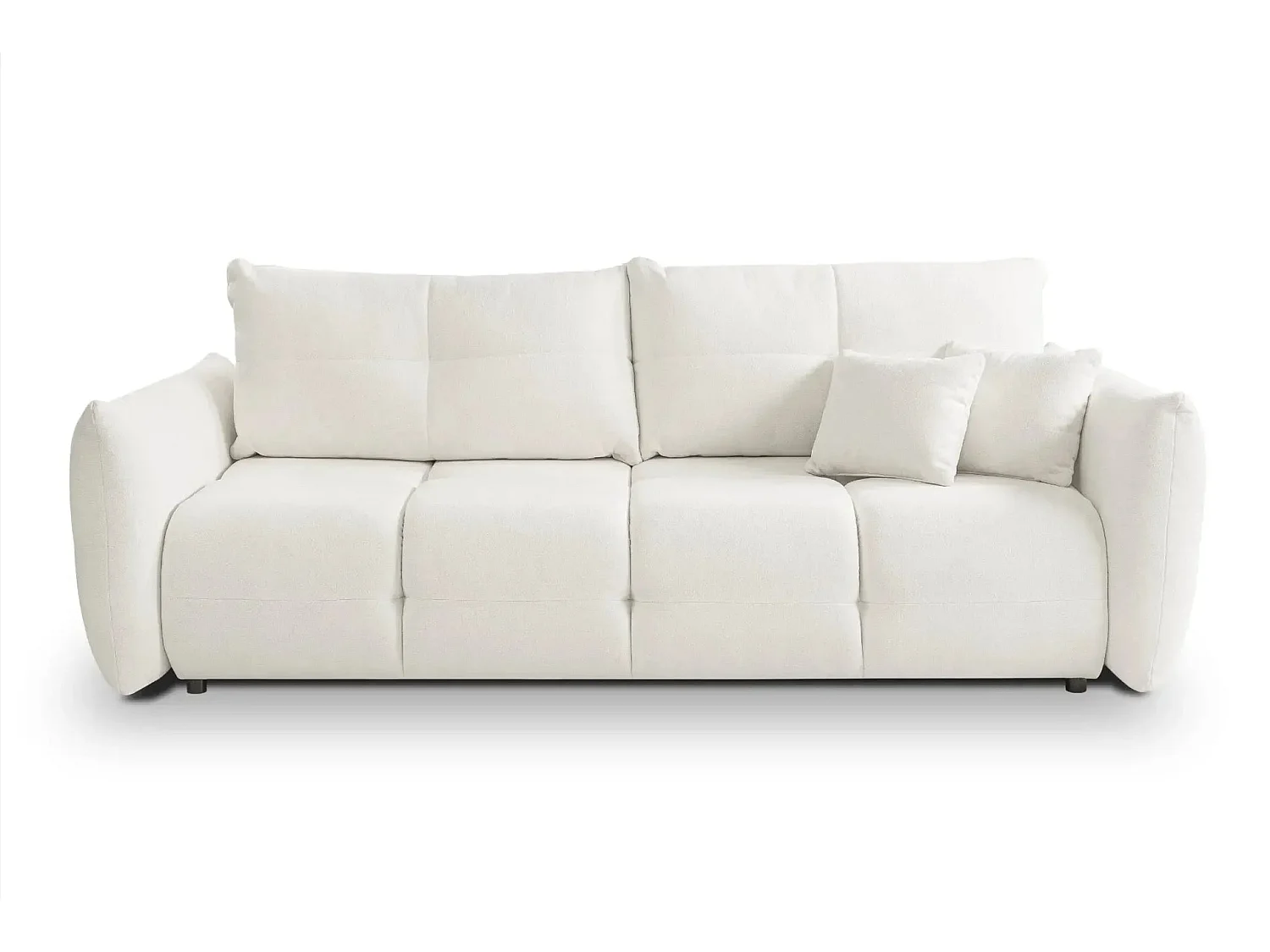 JUNE - Canapé droit convertible tissu bouclette 2 places - Beige