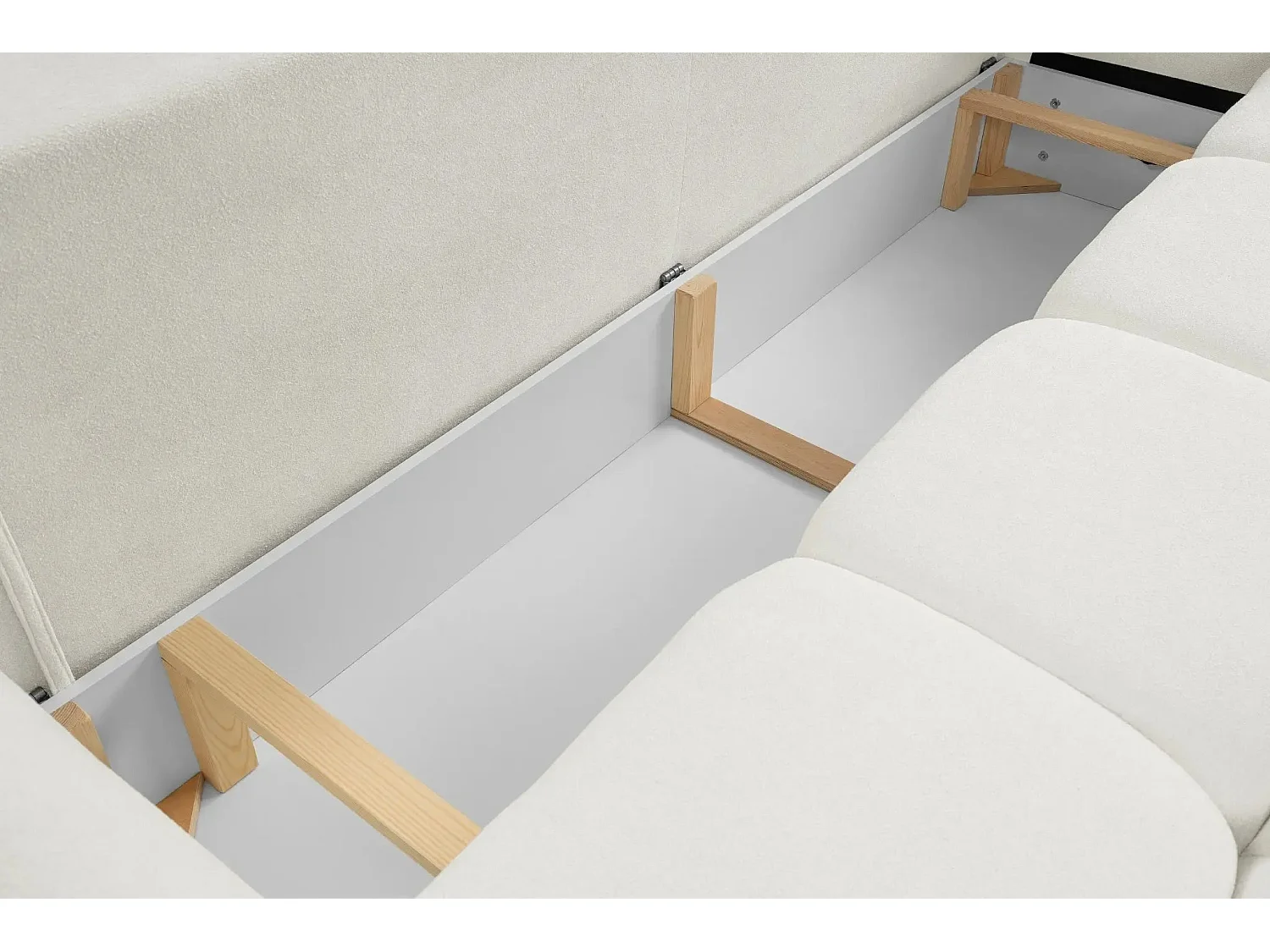 JUNE - Canapé droit convertible tissu bouclette 2 places - Beige