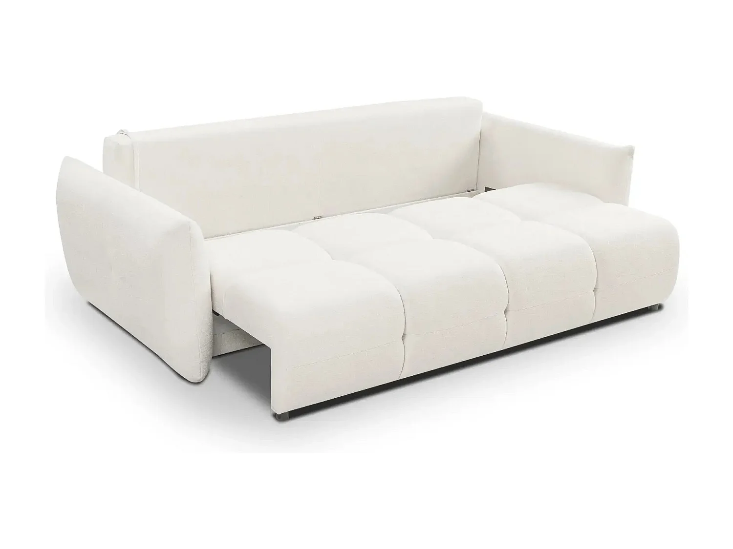 JUNE - Canapé droit convertible tissu bouclette 2 places - Beige