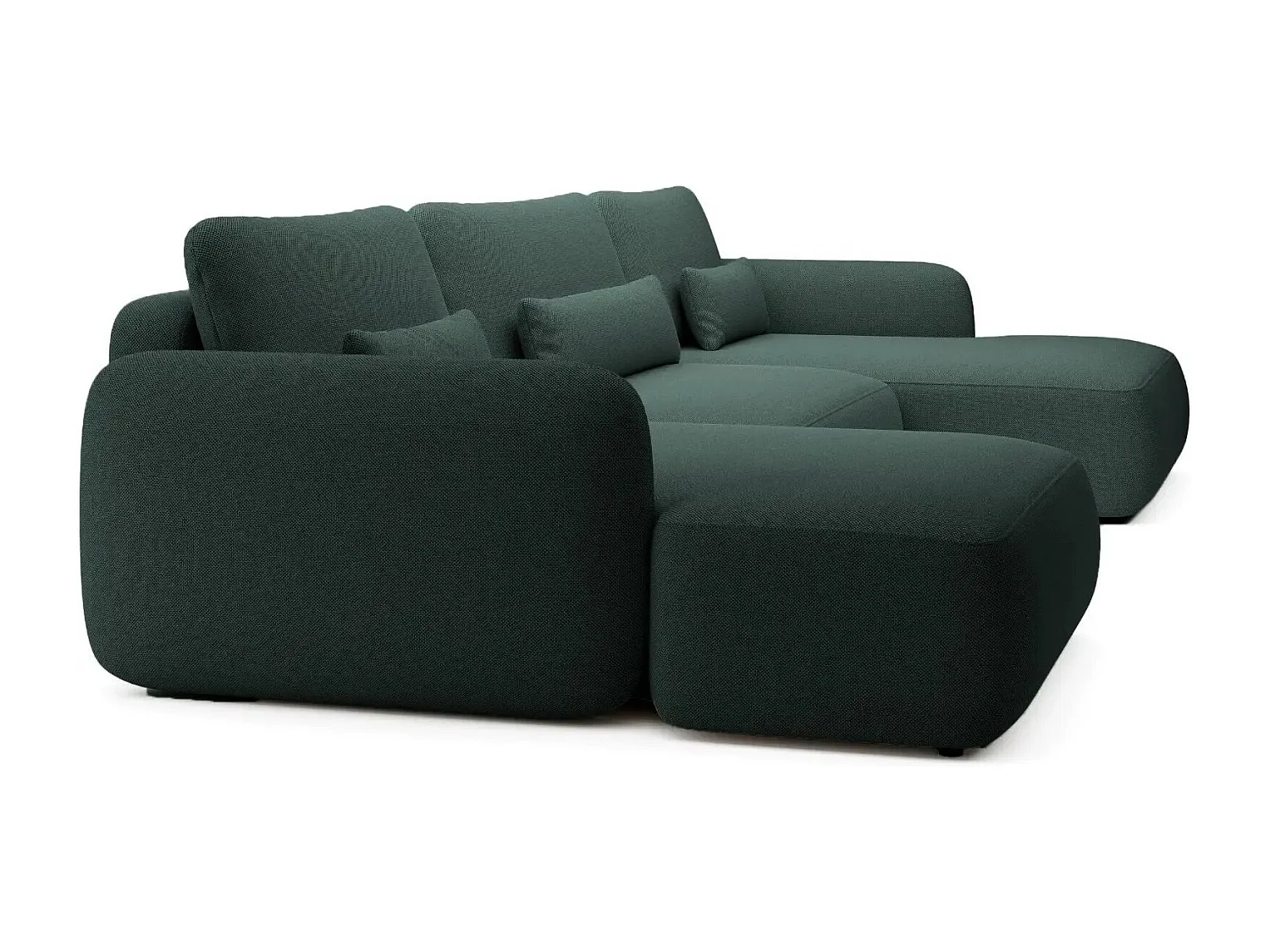 GIGI - Canapé panoramique convertible tissu bouclette 5 places - Vert