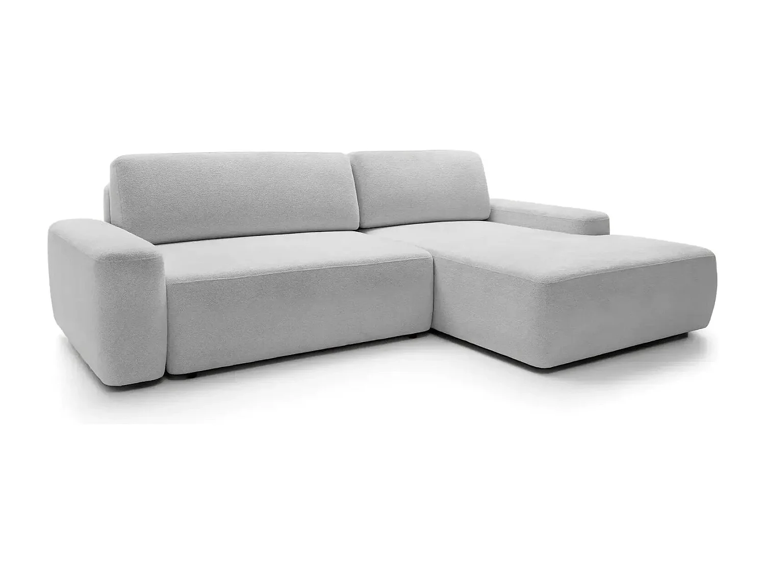 IVY - Canapé d'angle convertible tissu chiné 4 places - Gris clair - Gauche