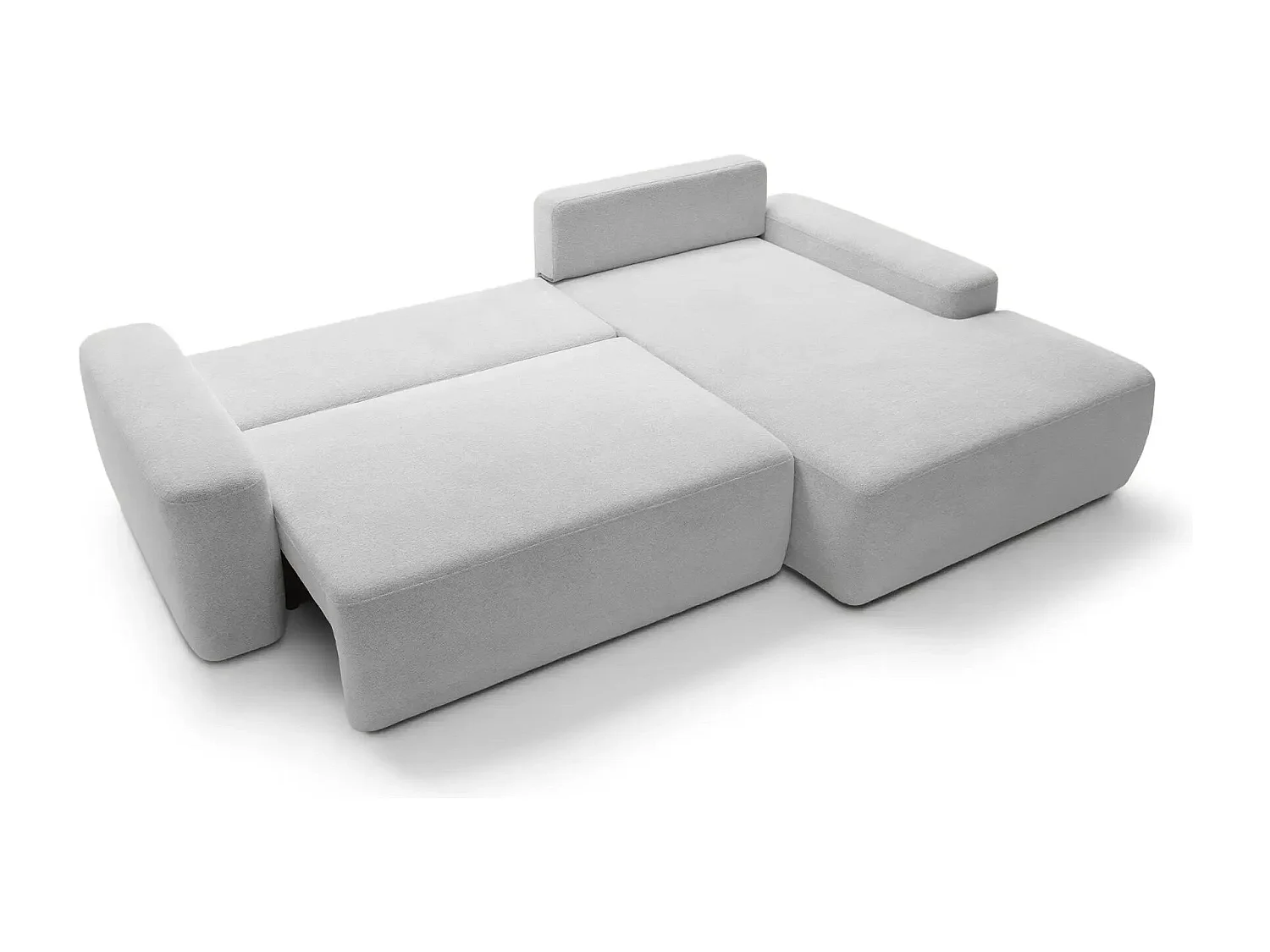 IVY - Canapé d'angle convertible tissu chiné 4 places - Gris clair - Gauche