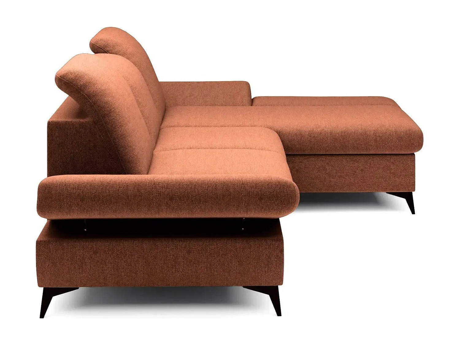 LIVIA - Canapé d'angle convertible tissu chiné 4 places - Terracotta - Droit